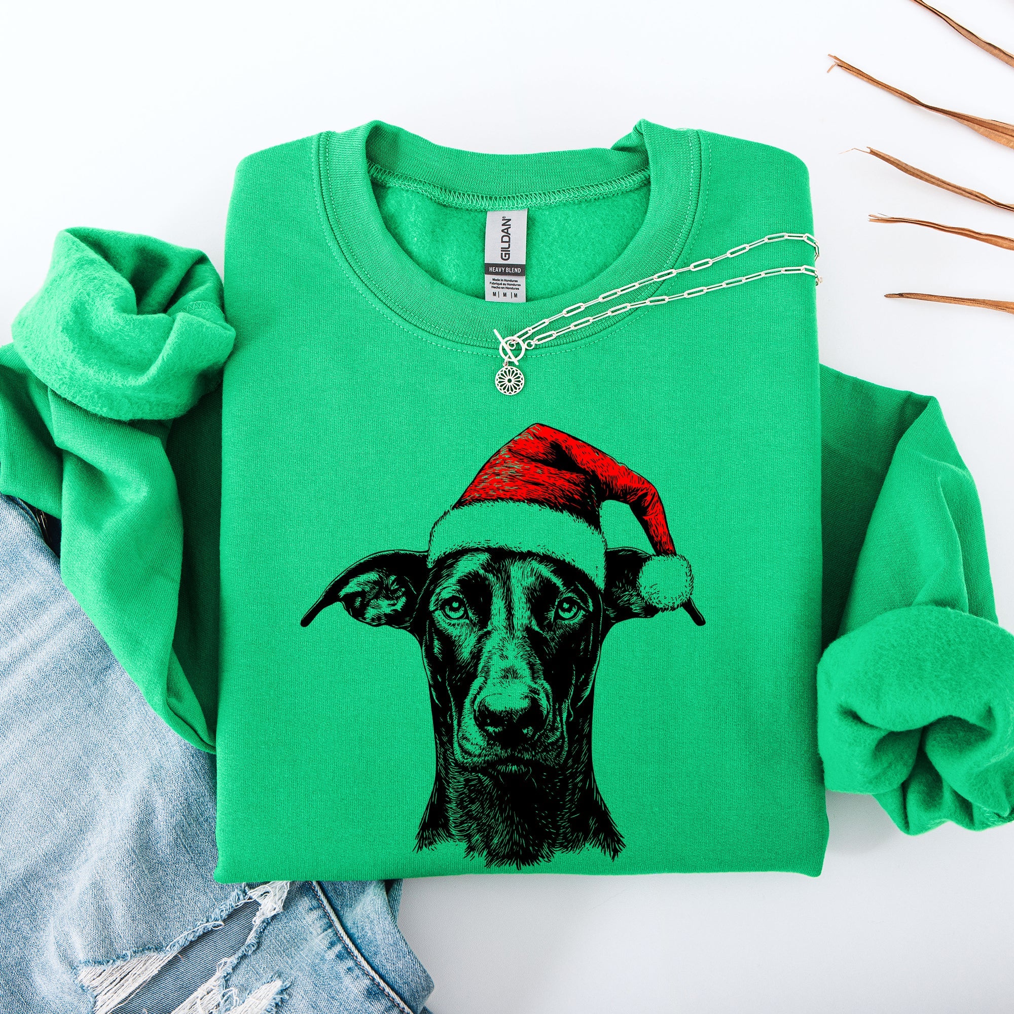 Doberman Santa Claus Christmas Dog Lover Pet Premium Festive Holiday Edition Cozy Sweatshirt