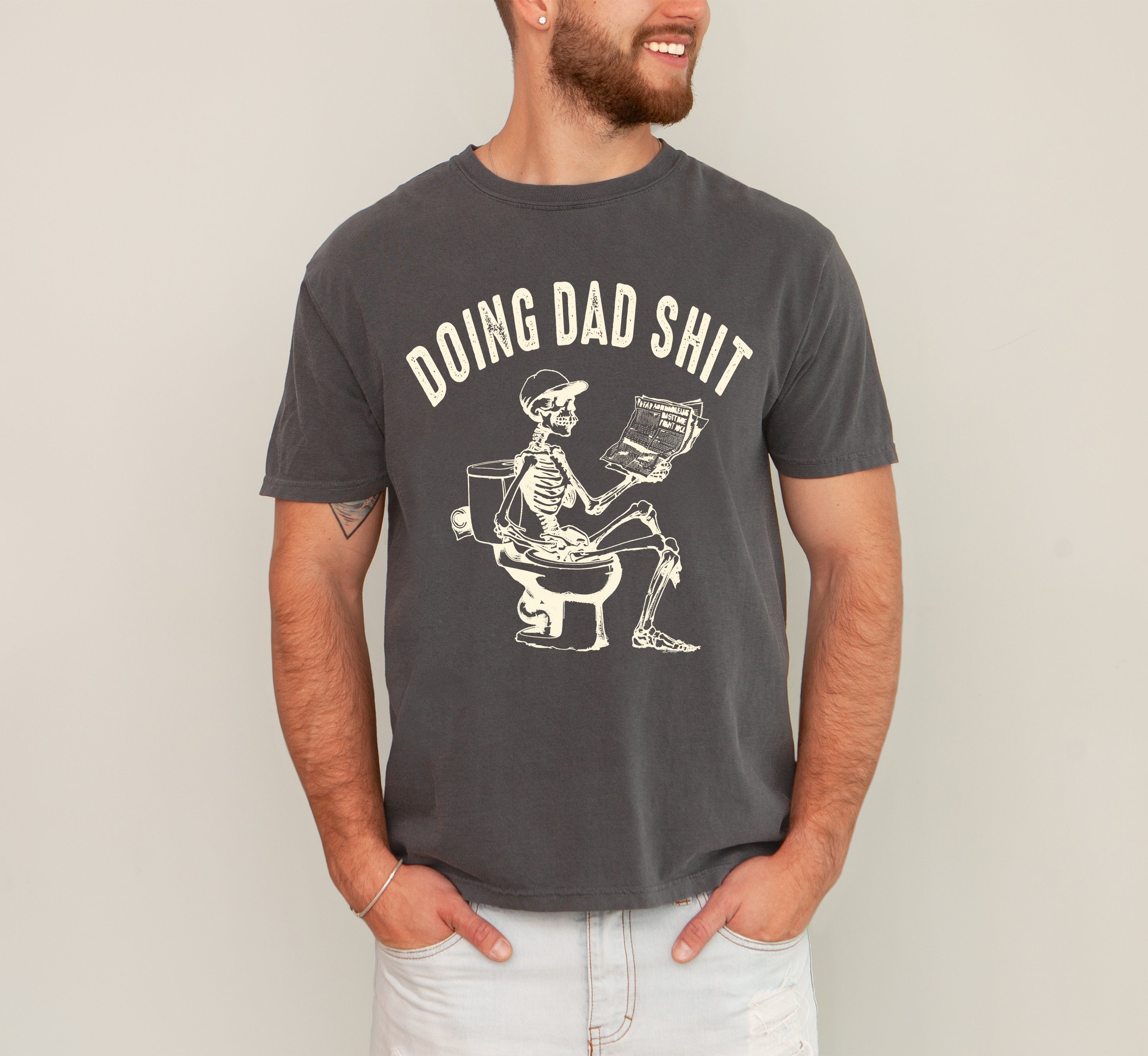 Doing Dad Shit Skeleton Toilet Humorous Father's Day Halloween Comfort Colors Tee