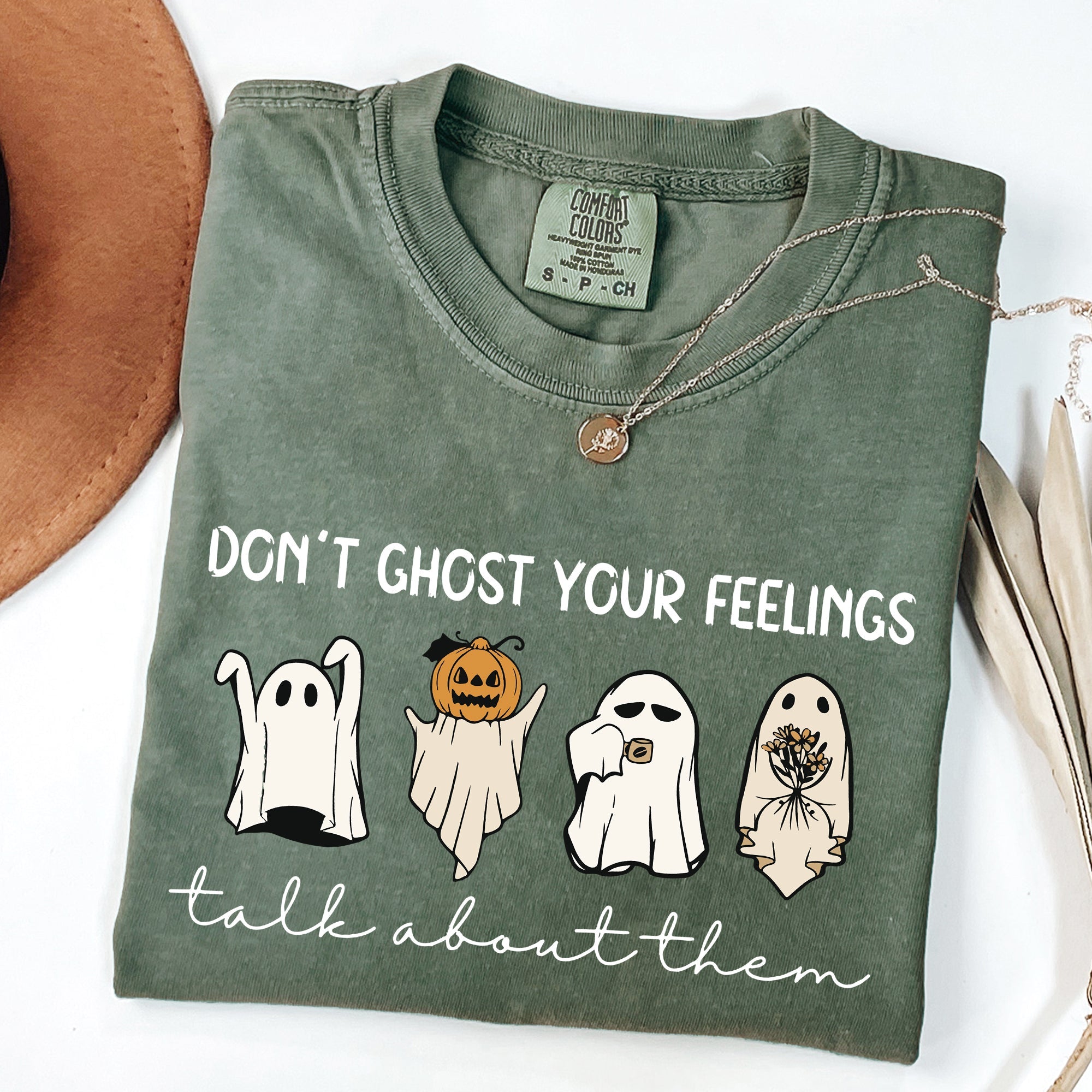 Don't Ghost Your Feeling, Talk Mental Health Awareness For Teachers Comfort Colors Tee