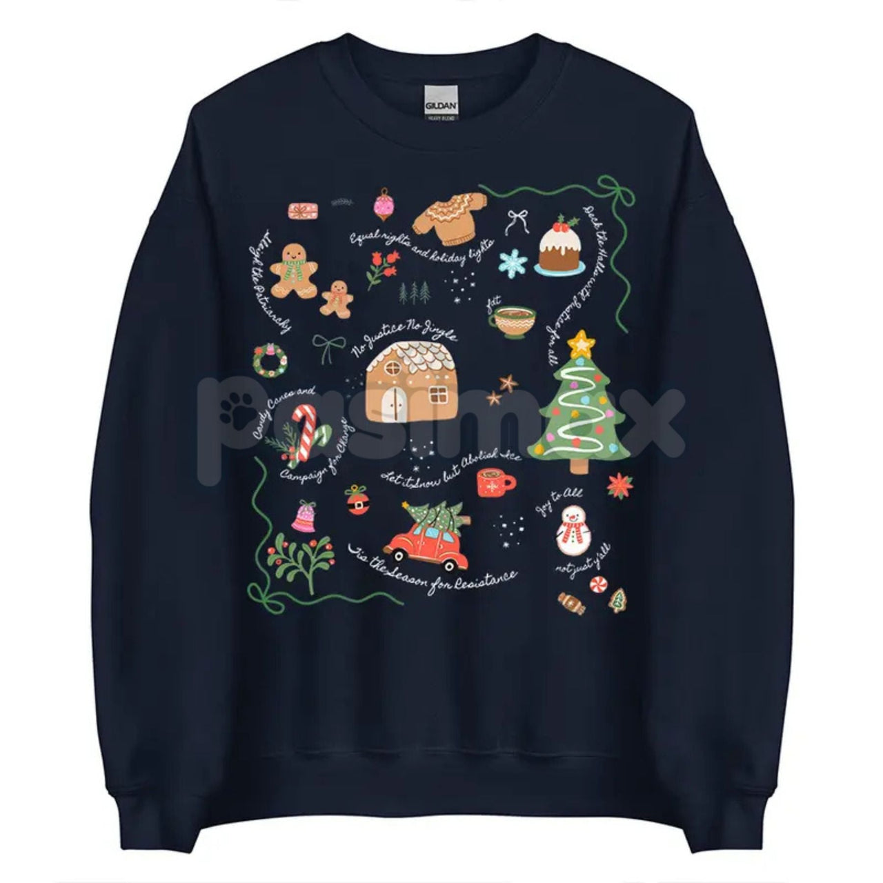 Doodle Christmas Liberal Values Protest Sweatshirt | Political Statement Holiday Crewneck | Progressive Gift