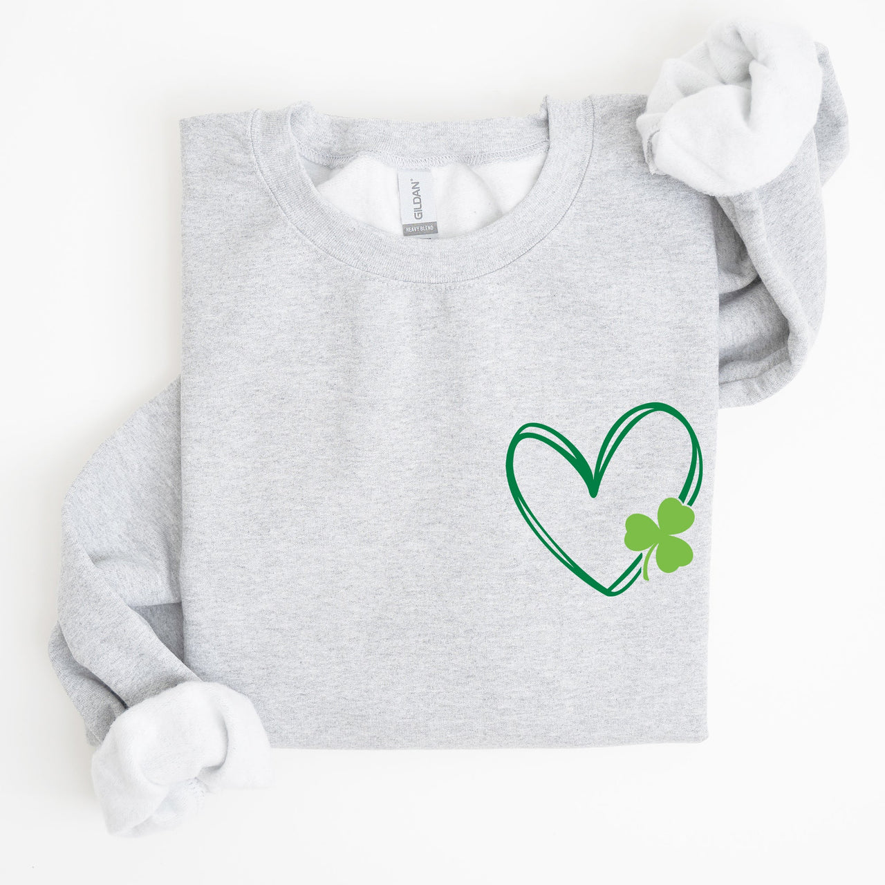 Double Heart With Shamrock Irish Love Symbol For St Patrick's Day Festive Graphic Emblem Sweatshirt