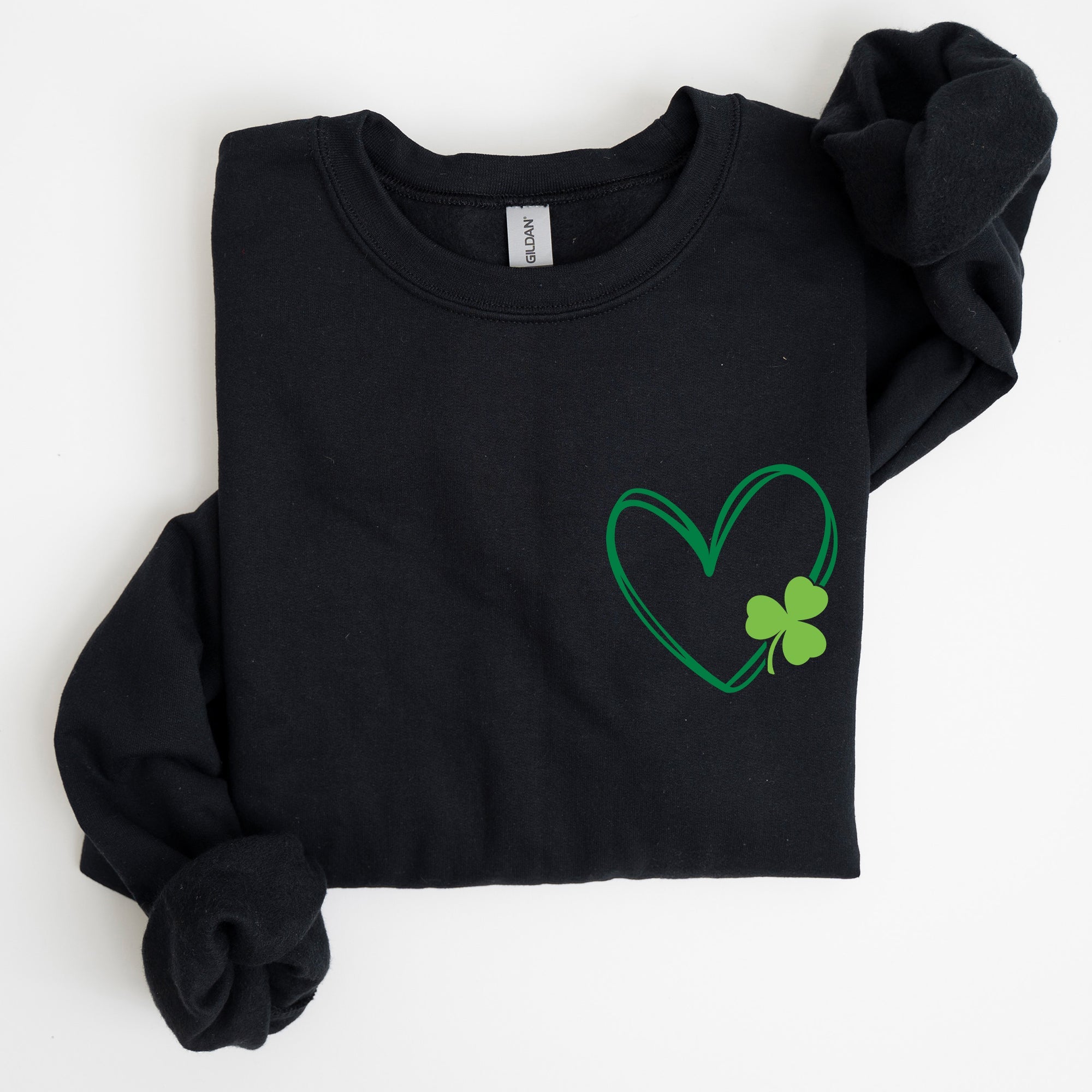 Double Heart With Shamrock Irish Love Symbol For St Patrick's Day Festive Graphic Emblem Sweatshirt