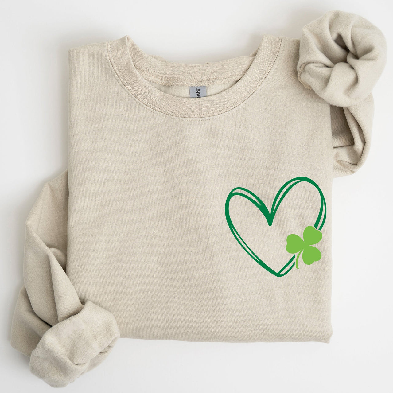 Double Heart With Shamrock Irish Love Symbol For St Patrick's Day Festive Graphic Emblem Sweatshirt