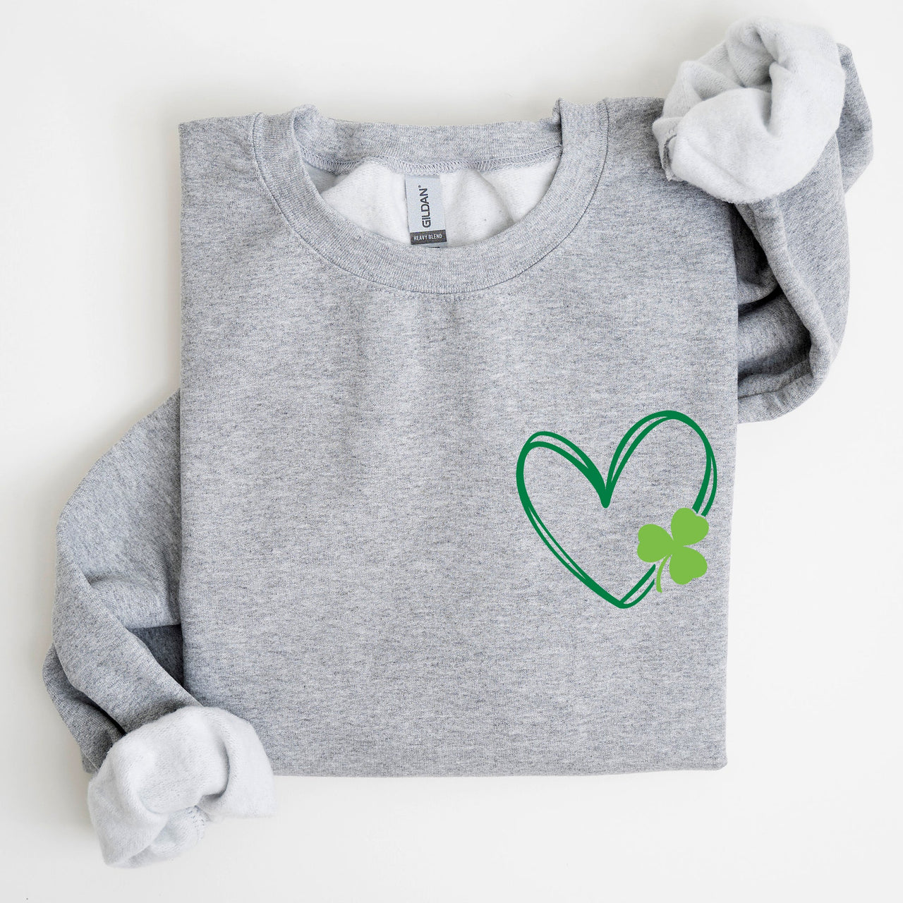 Double Heart With Shamrock Irish Love Symbol For St Patrick's Day Festive Graphic Emblem Sweatshirt
