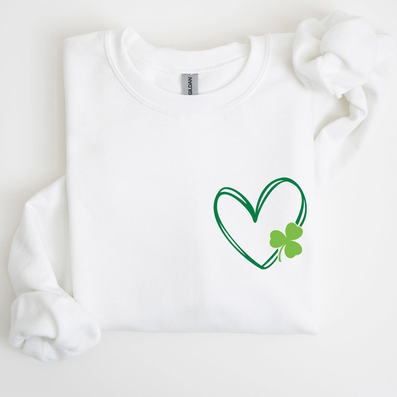 Double Heart With Shamrock Irish Love Symbol For St Patrick's Day Festive Graphic Emblem Sweatshirt