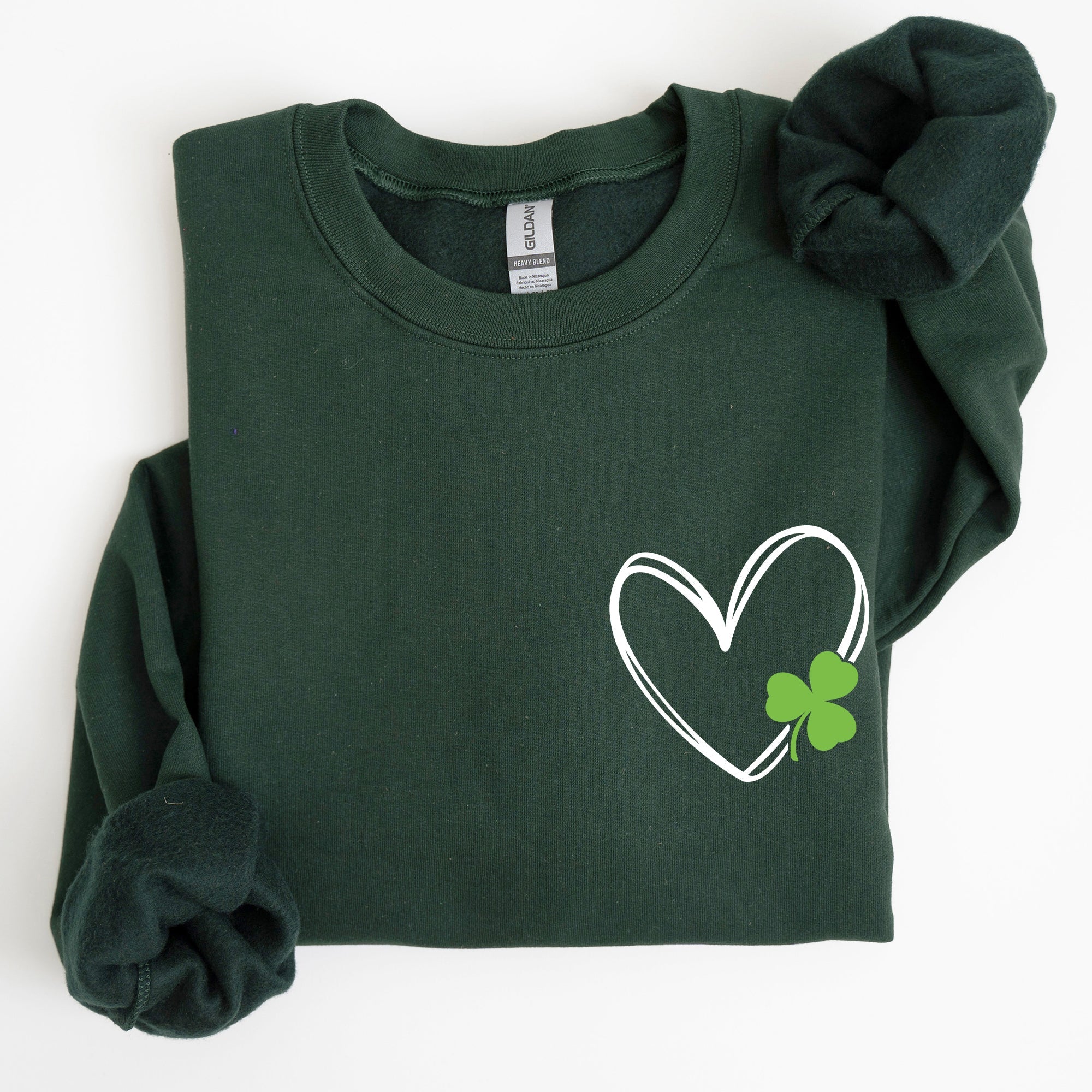 Double Heart With Shamrock Irish Love Symbol For St Patrick's Day Festive Graphic Emblem Sweatshirt
