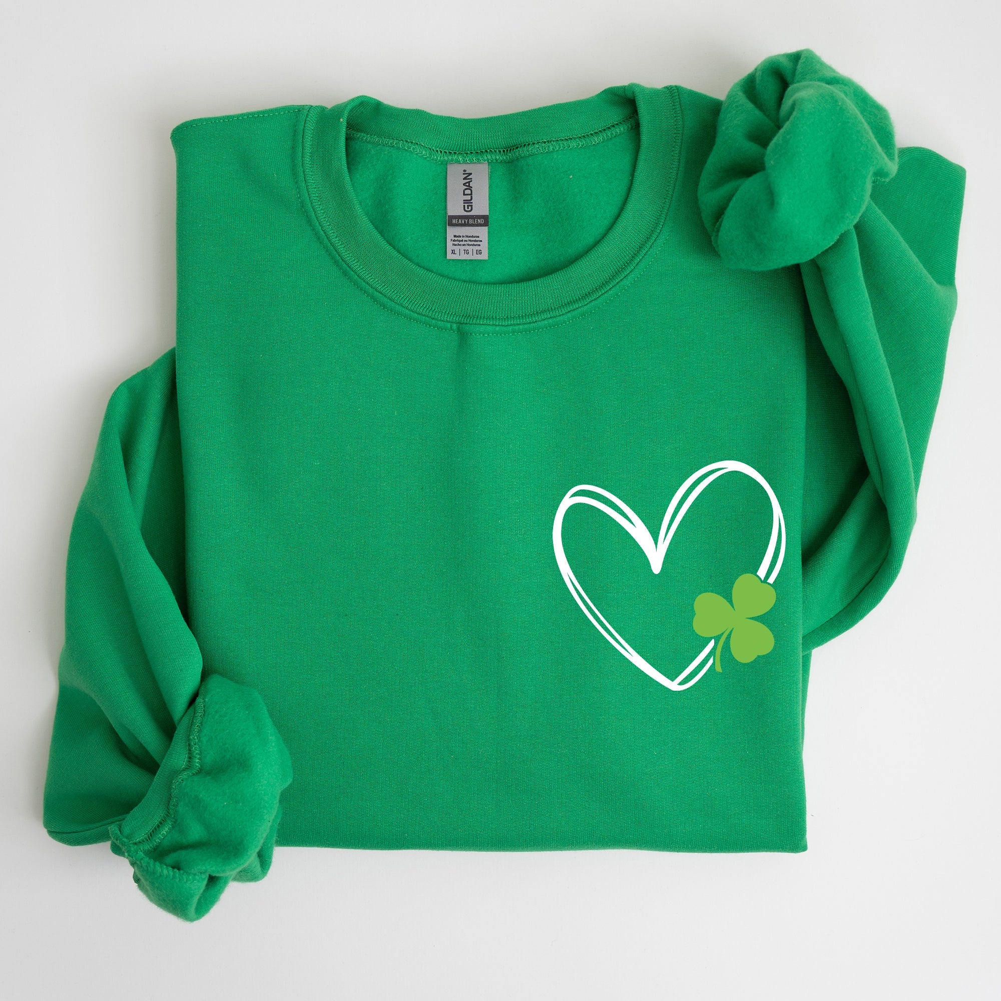 Double Heart With Shamrock Irish Love Symbol For St Patrick's Day Festive Graphic Emblem Sweatshirt