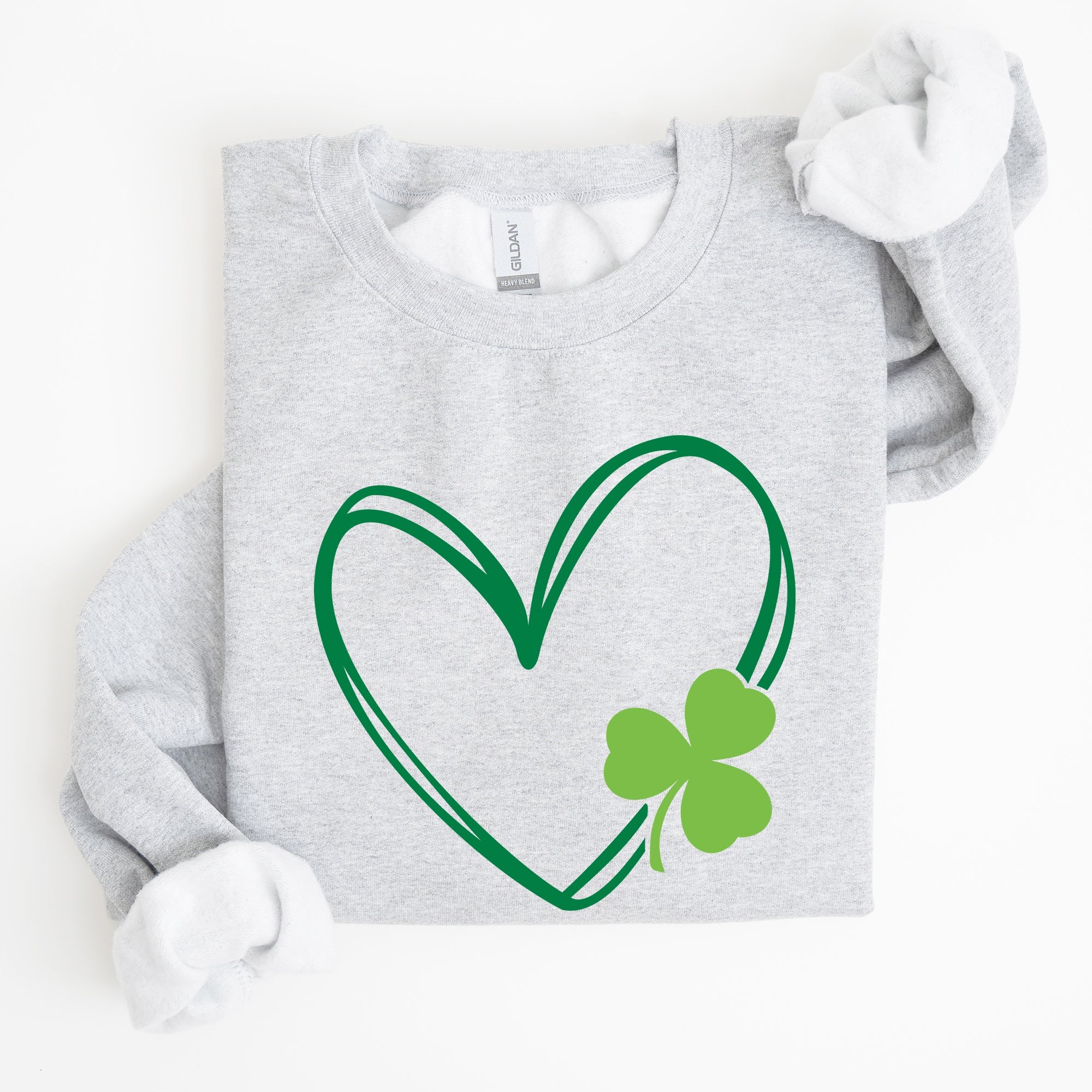 Double Heart And Shamrock St Patrick's Day Celebration Graphic Artwork Sweatshirt