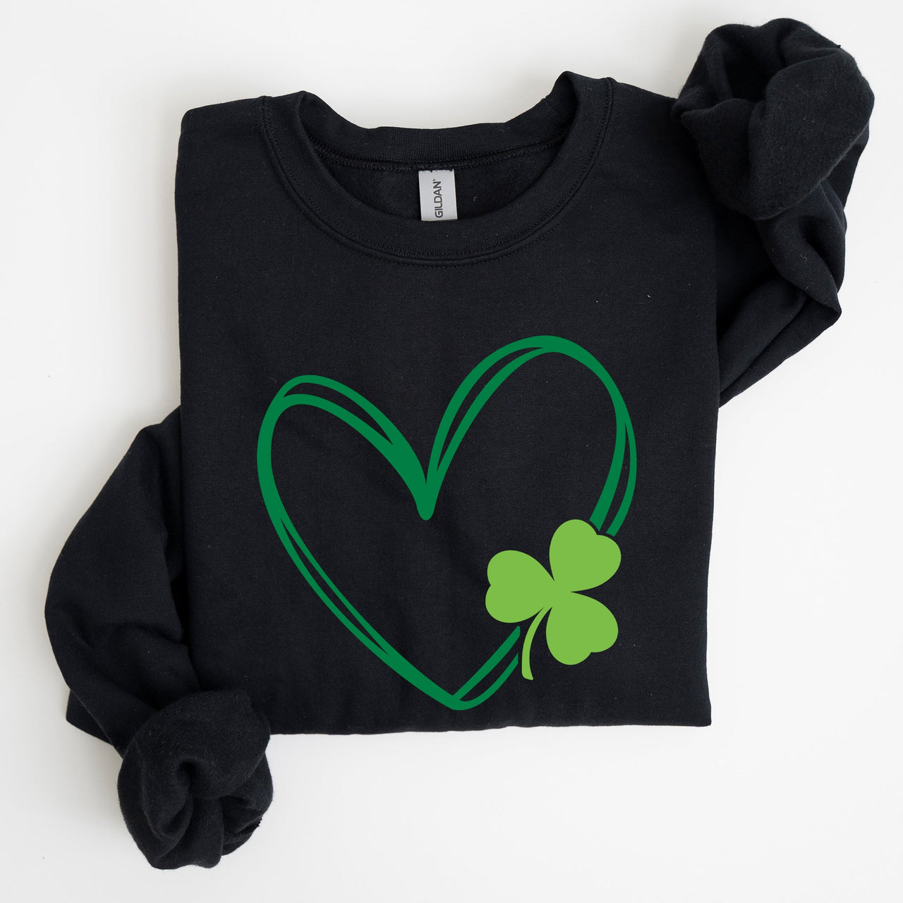 Double Heart And Shamrock St Patrick's Day Celebration Graphic Artwork Sweatshirt