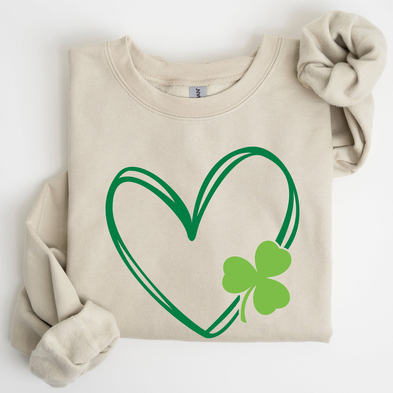 Double Heart And Shamrock St Patrick's Day Celebration Graphic Artwork Sweatshirt