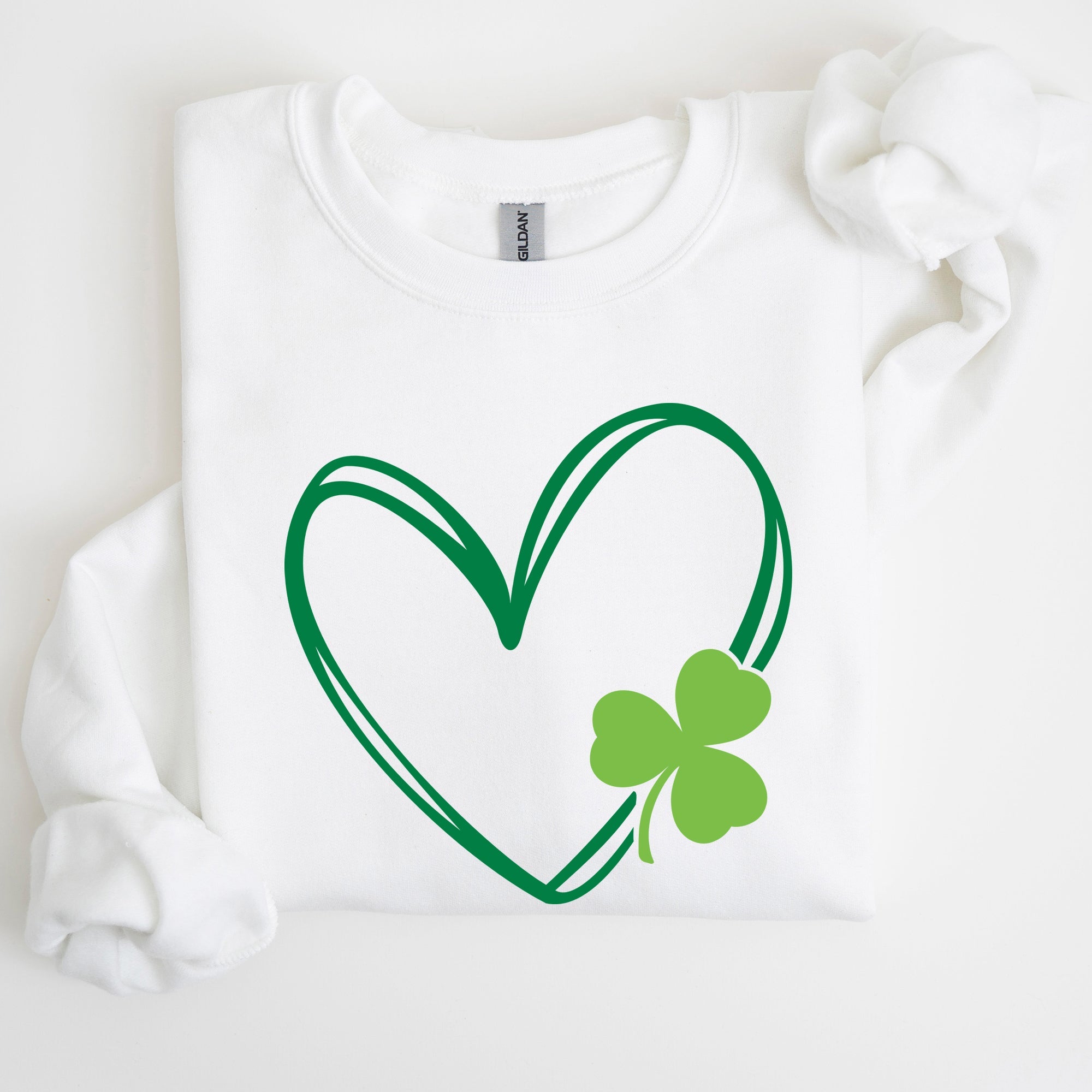 Double Heart And Shamrock St Patrick's Day Celebration Graphic Artwork Sweatshirt