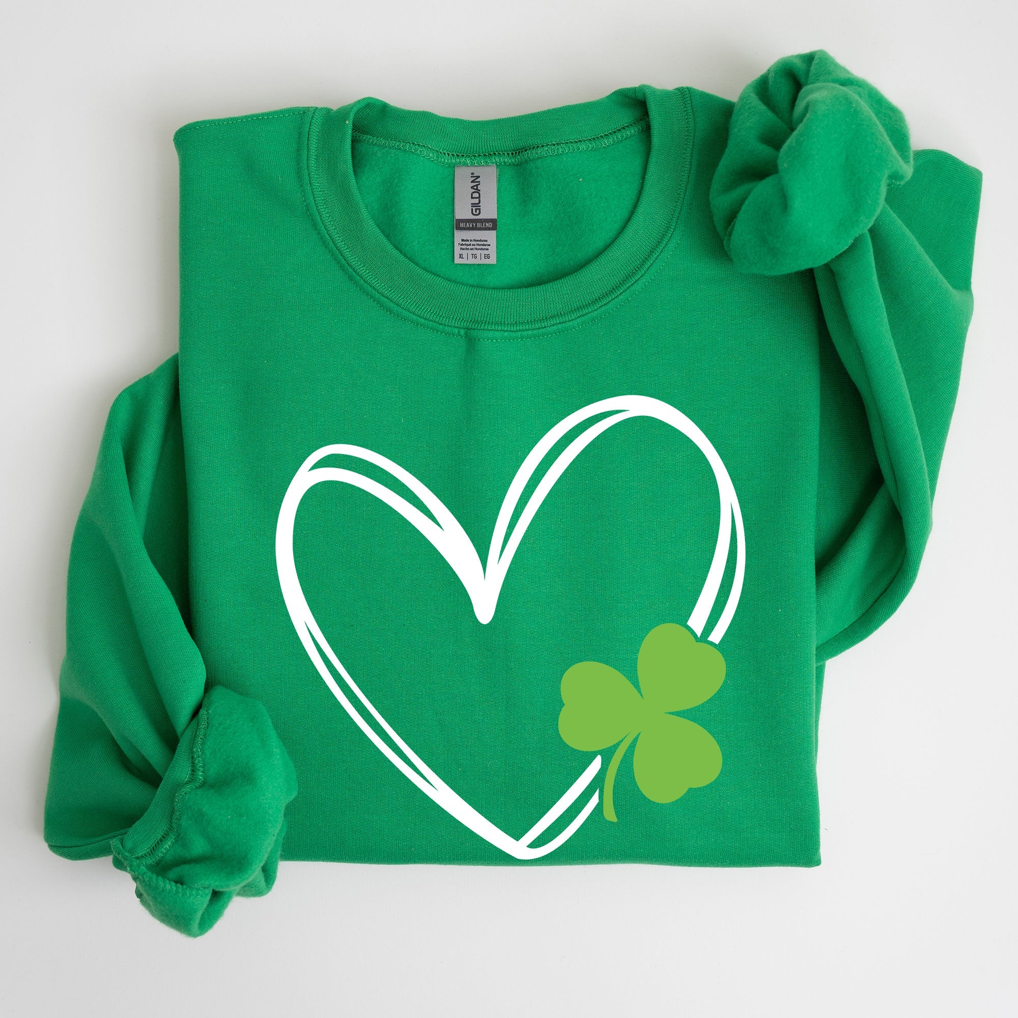 Double Heart And Shamrock St Patrick's Day Celebration Graphic Artwork Sweatshirt