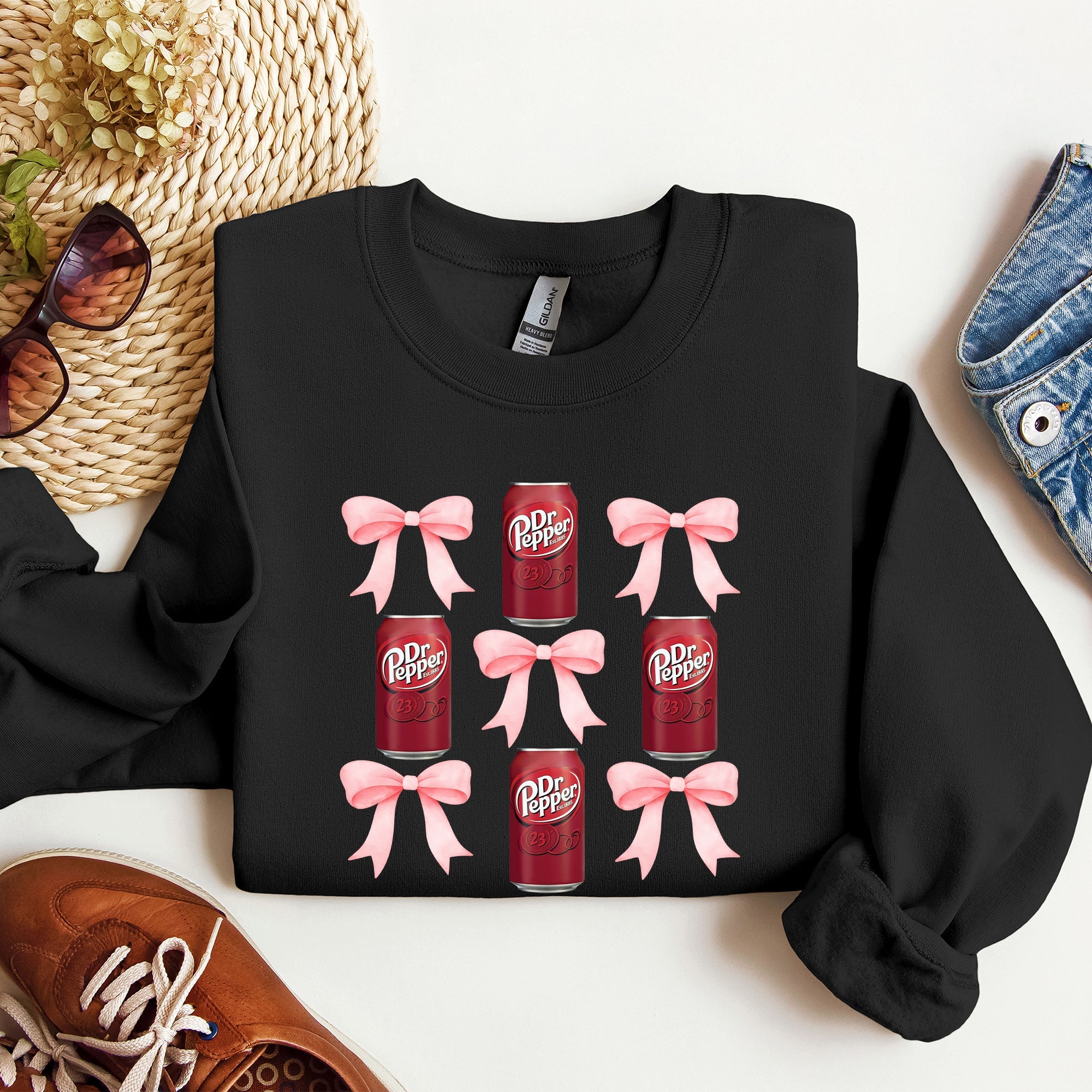 Dr Pepper Soft Drink Coquette Preppy Soda Pop Bows Vintage Logo Pattern Sweatshirt