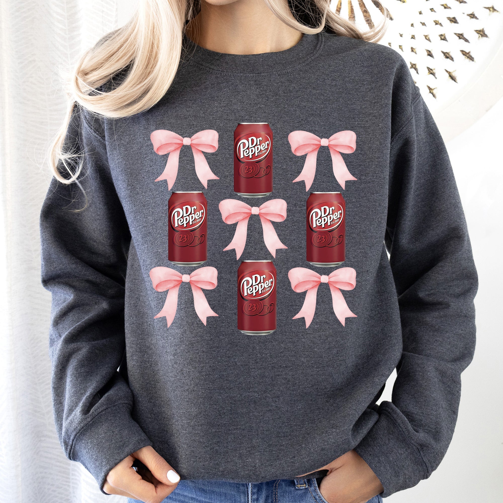 Dr Pepper Soft Drink Coquette Preppy Soda Pop Bows Vintage Logo Pattern Sweatshirt