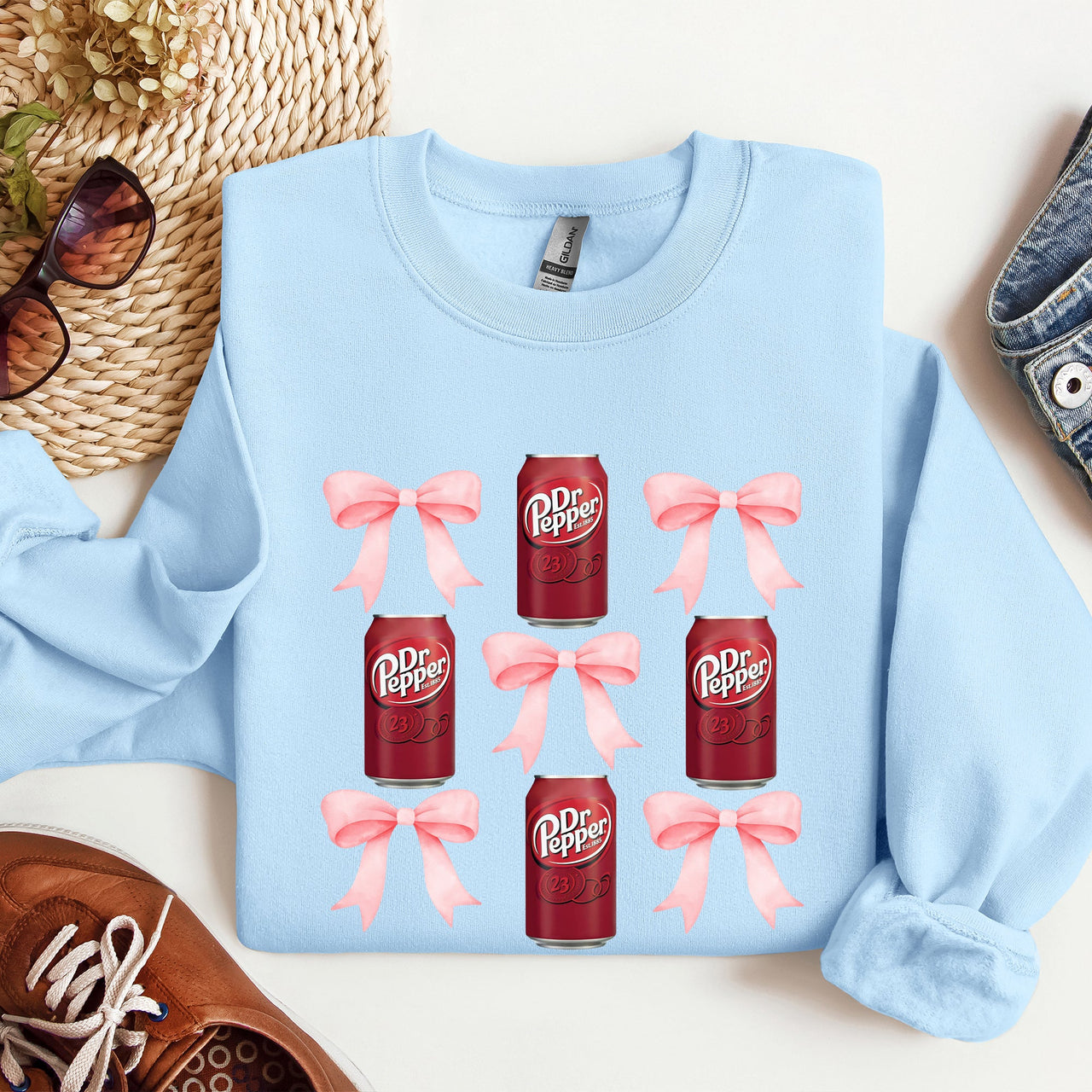 Dr Pepper Soft Drink Coquette Preppy Soda Pop Bows Vintage Logo Pattern Sweatshirt