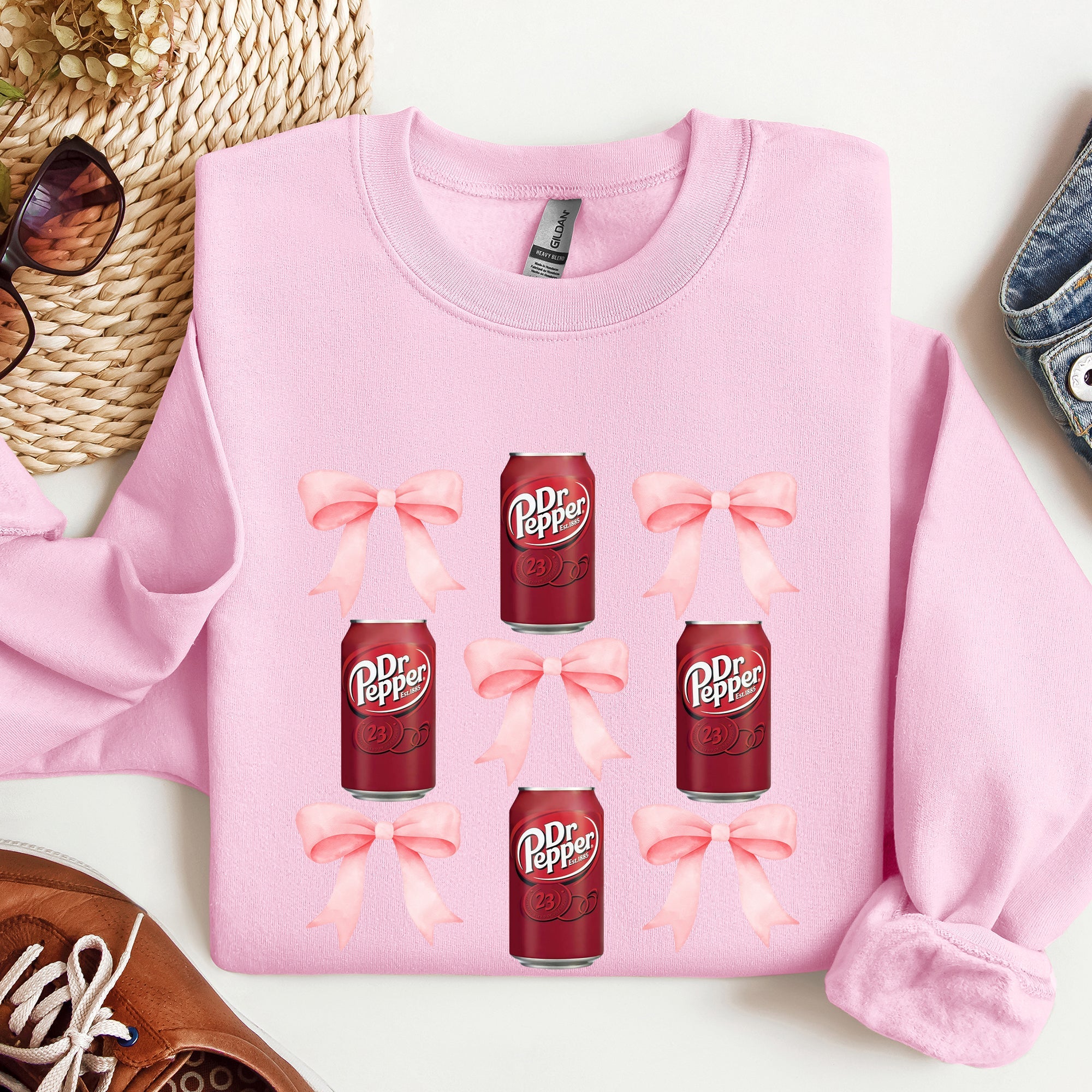 Dr Pepper Soft Drink Coquette Preppy Soda Pop Bows Vintage Logo Pattern Sweatshirt