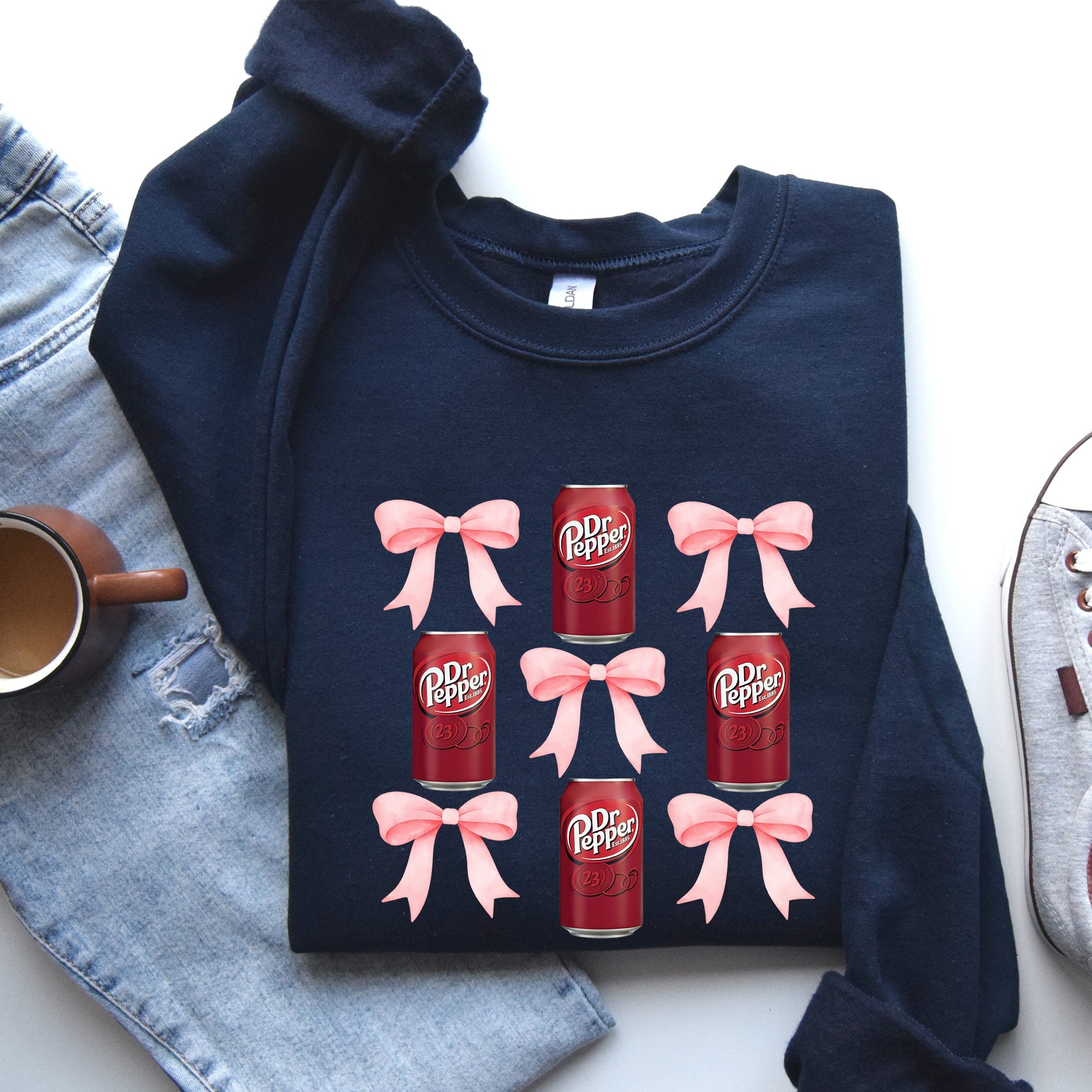 Dr Pepper Soft Drink Coquette Preppy Soda Pop Bows Vintage Logo Pattern Sweatshirt