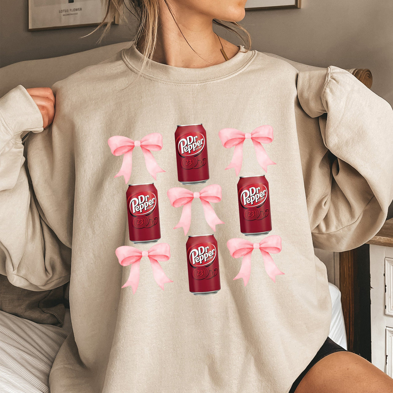 Dr Pepper Soft Drink Coquette Preppy Soda Pop Bows Vintage Logo Pattern Sweatshirt