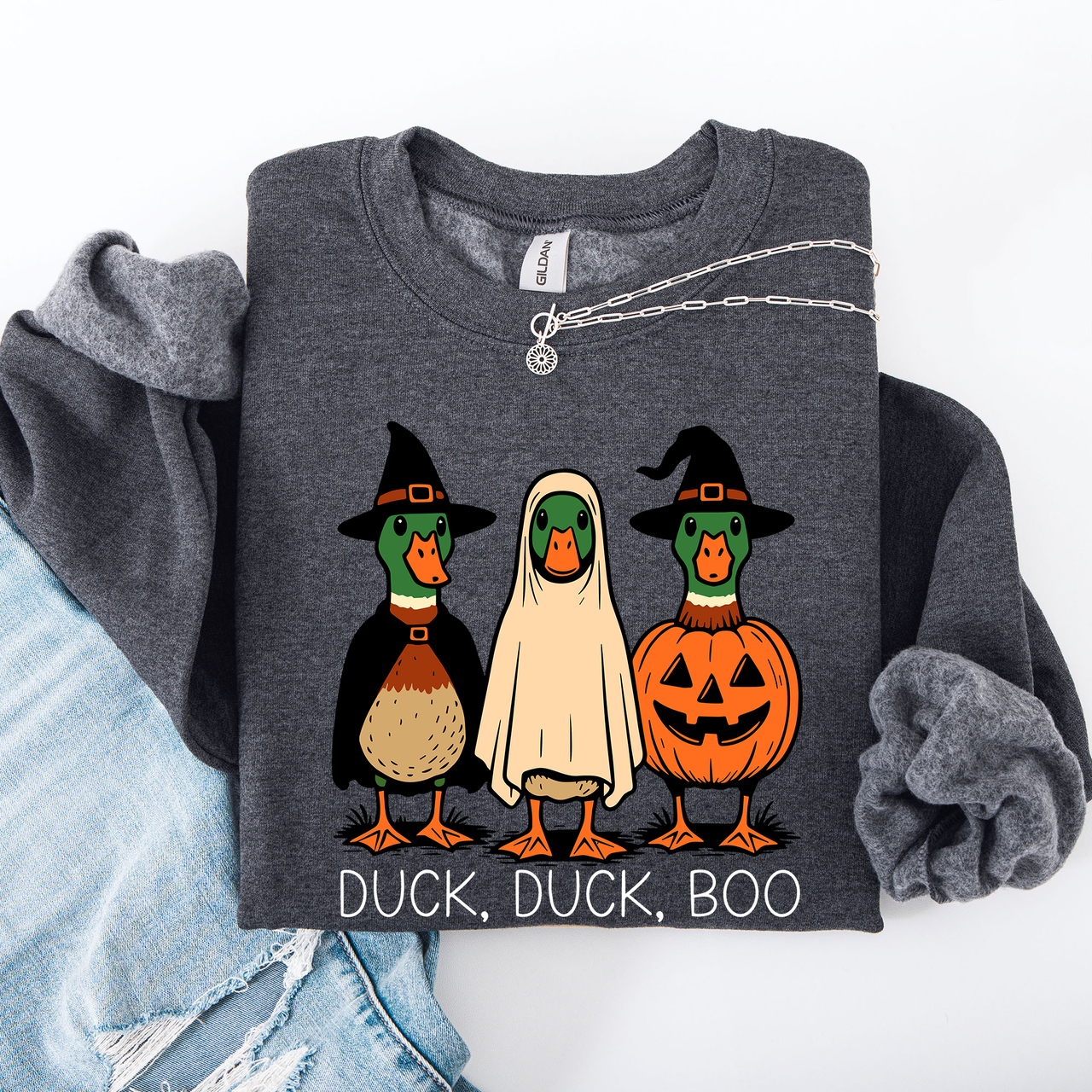 Duck Duck Boo Halloween Goose Ghost Witch Trick or Treat Spooky Season Sweatshirt