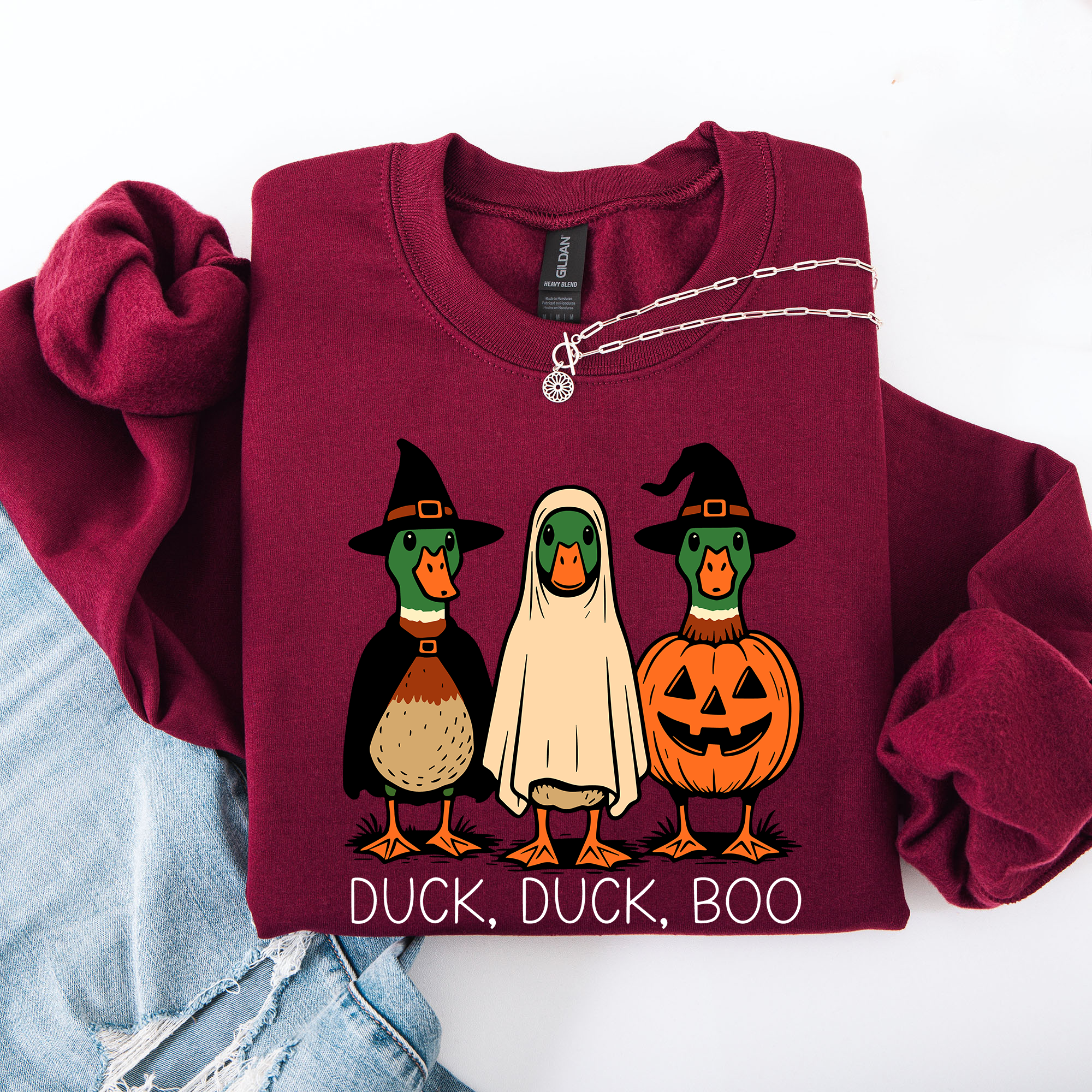 Duck Duck Boo Halloween Goose Ghost Witch Trick or Treat Spooky Season Sweatshirt