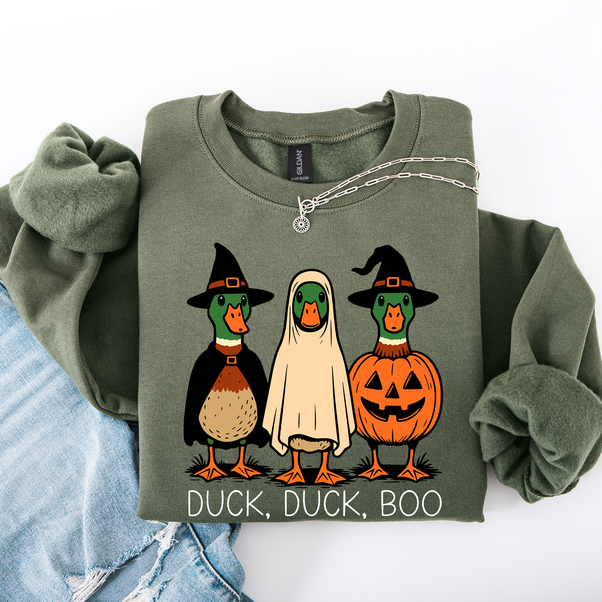 Duck Duck Boo Halloween Goose Ghost Witch Trick or Treat Spooky Season Sweatshirt