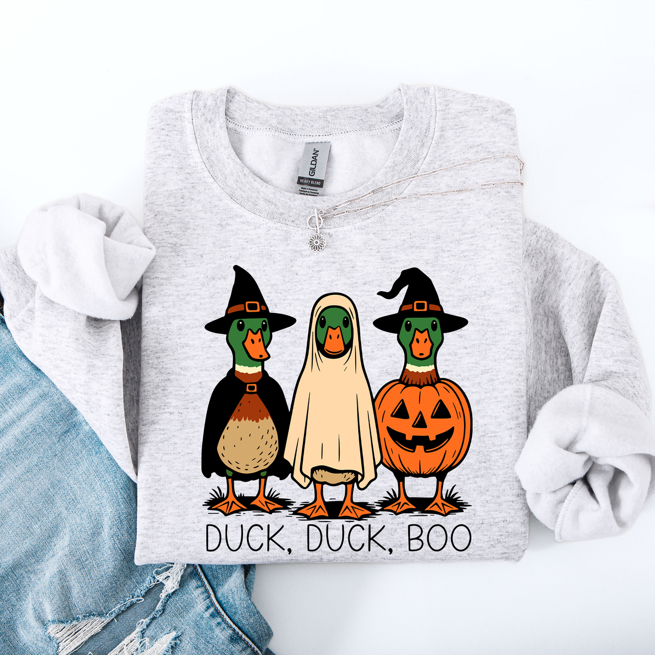 Duck Duck Boo Halloween Goose Ghost Witch Trick or Treat Spooky Season Sweatshirt