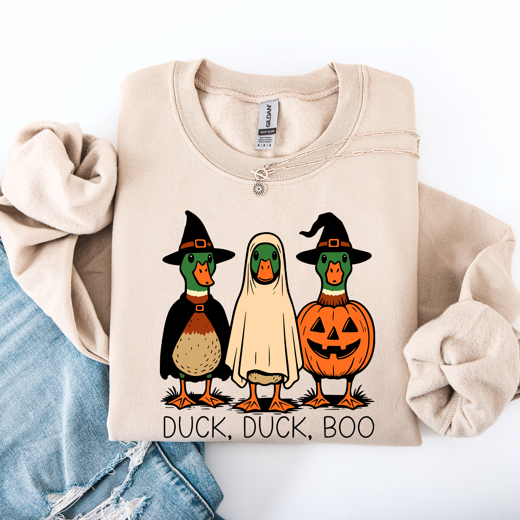 Duck Duck Boo Halloween Goose Ghost Witch Trick or Treat Spooky Season Sweatshirt