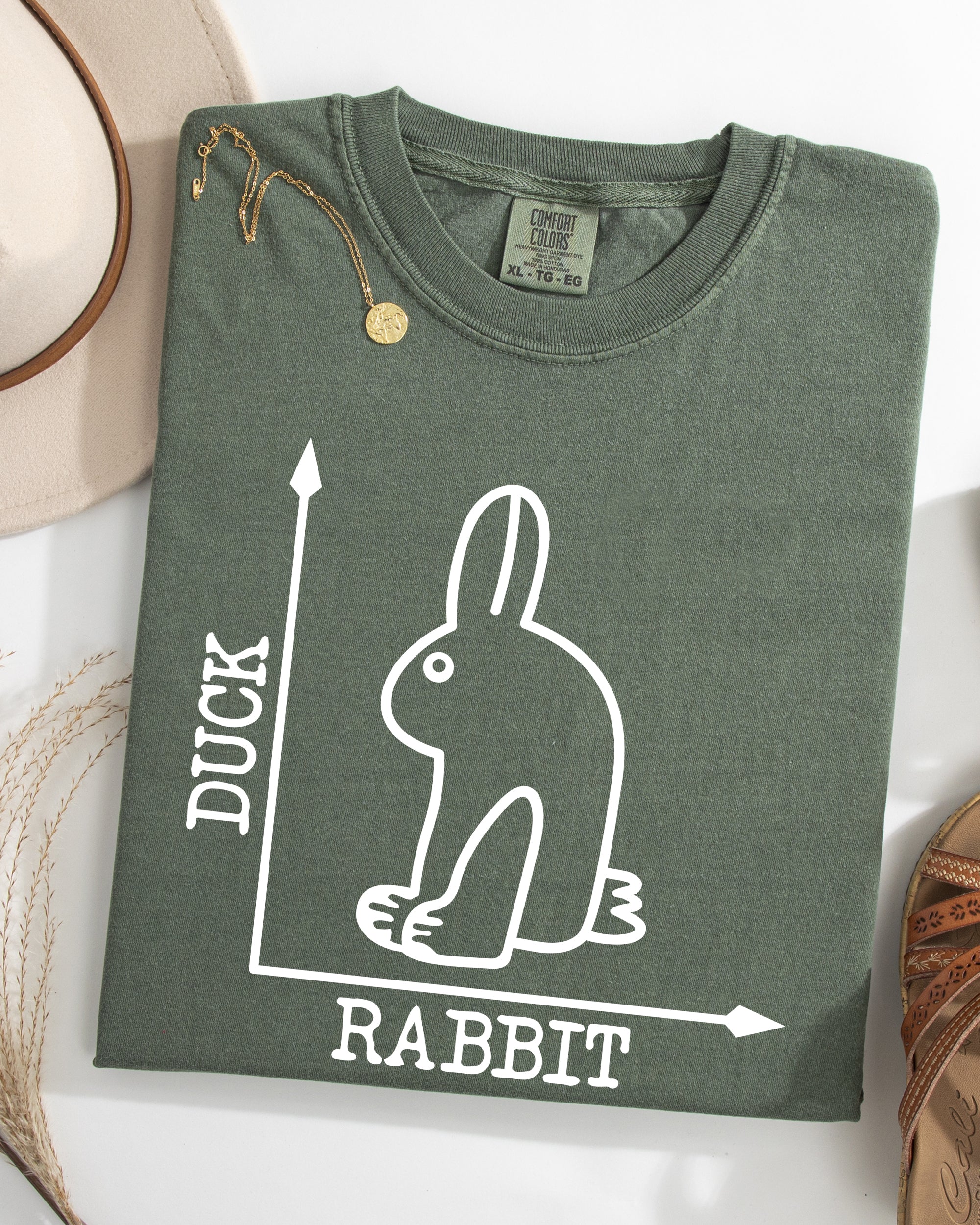 Duck Rabbit Meme Optical Illusion Limited Run Edition Graphic Design Comfort Colors Tee