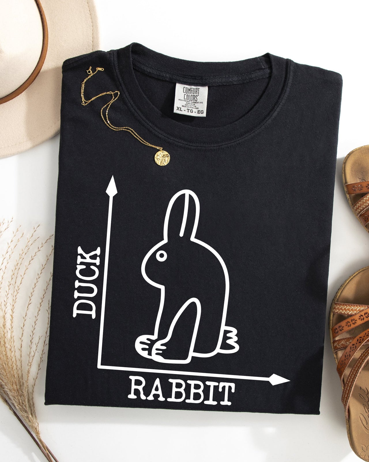Duck Rabbit Meme Optical Illusion Limited Run Edition Graphic Design Comfort Colors Tee