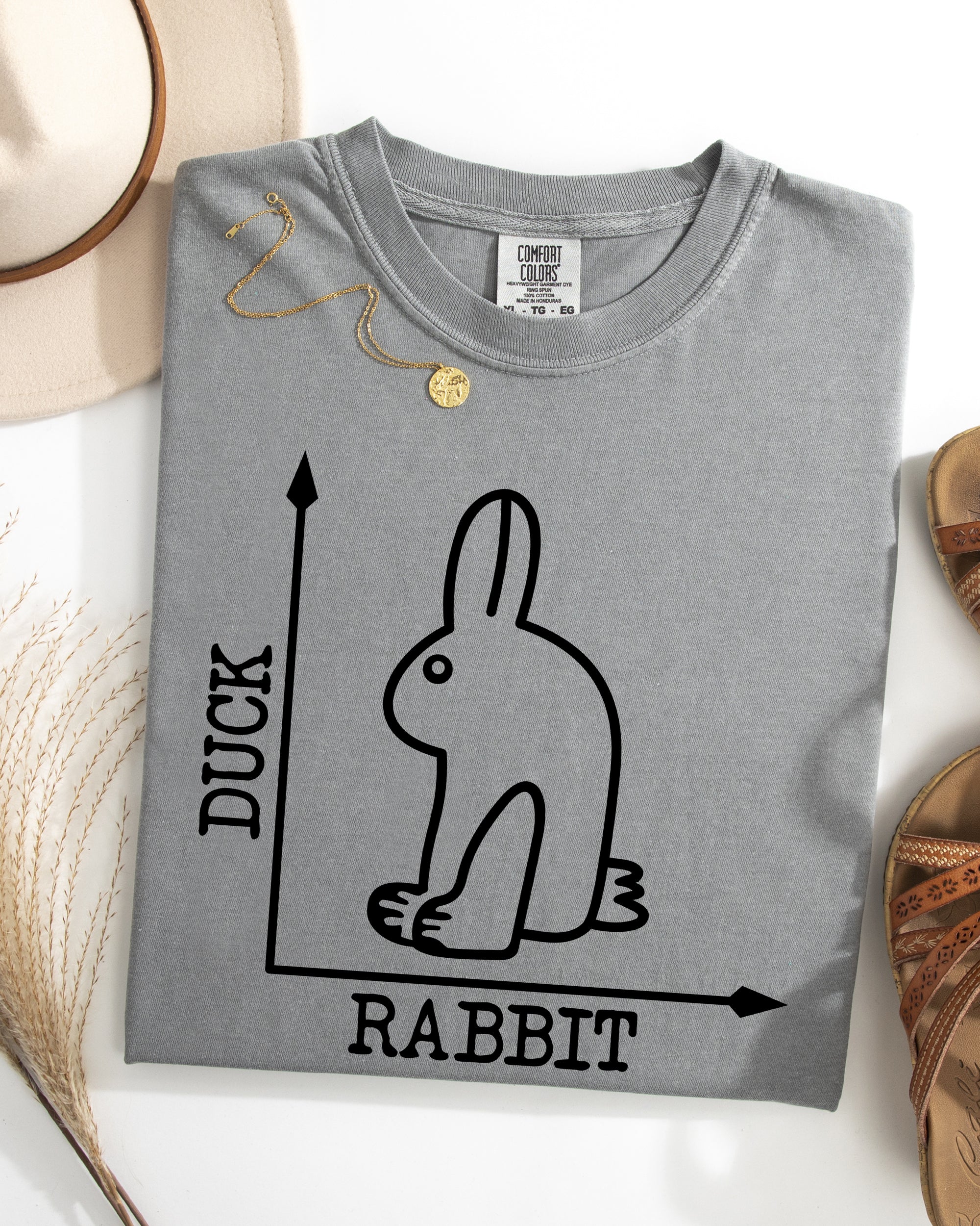 Duck Rabbit Meme Optical Illusion Limited Run Edition Graphic Design Comfort Colors Tee