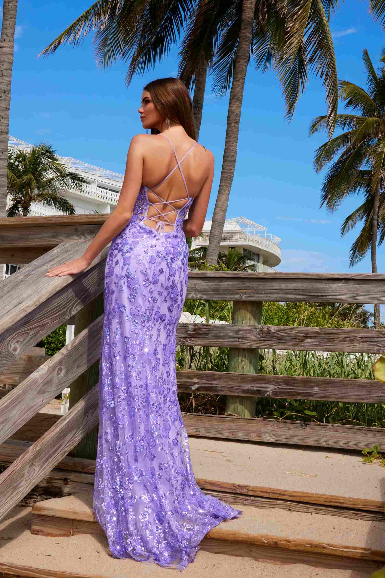 Nox Anabel E1710 Long Dress Fully Beaded Flower Design Sequin Applique A Slit