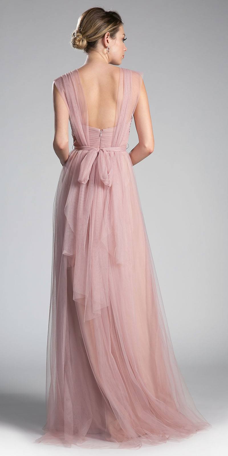 CLEARANCE - Tulle Infinity Style Long Blush Bridesmaid Dress (Size 14)
