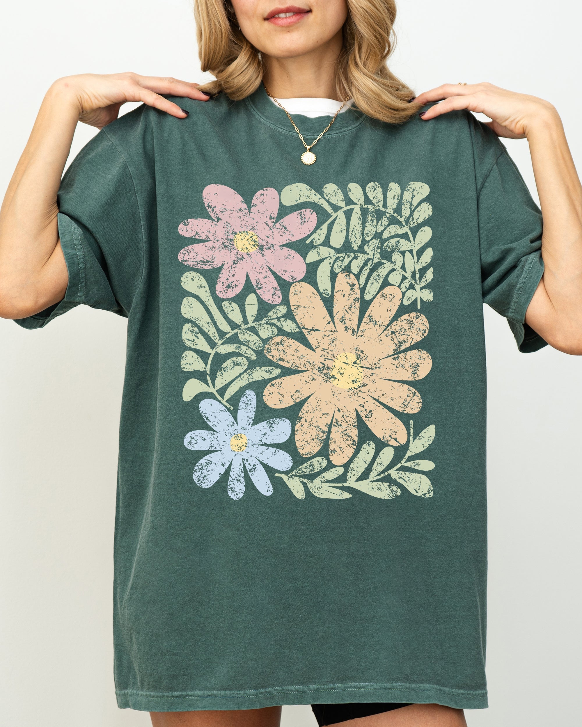Earthy Gorgeous Abstract Flowers Boho Floral Design Summer Vibes Gardening Festival Nature Comfort Colors Tee