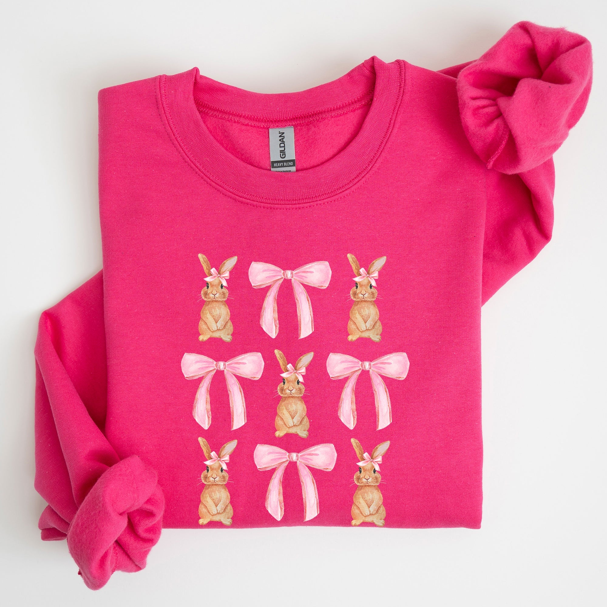 Whimsical Easter Bunnies With Pink Bows Coquette Soft Girl Era Sweatshirt