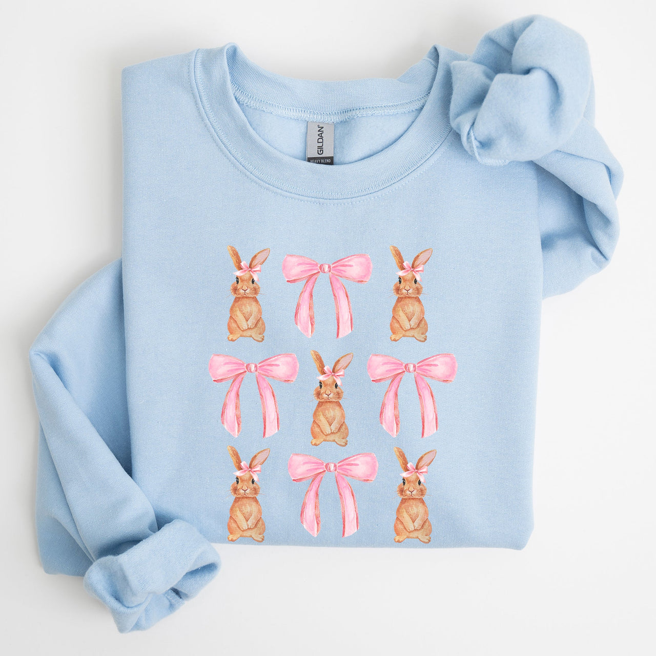 Whimsical Easter Bunnies With Pink Bows Coquette Soft Girl Era Sweatshirt