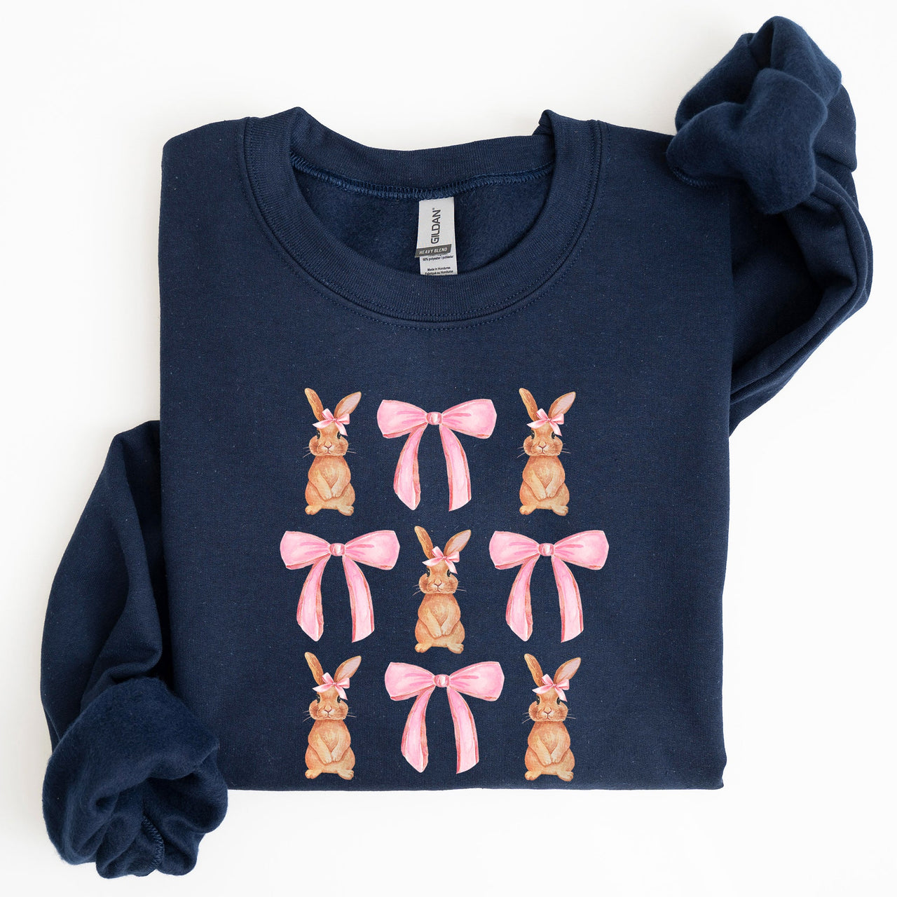 Whimsical Easter Bunnies With Pink Bows Coquette Soft Girl Era Sweatshirt
