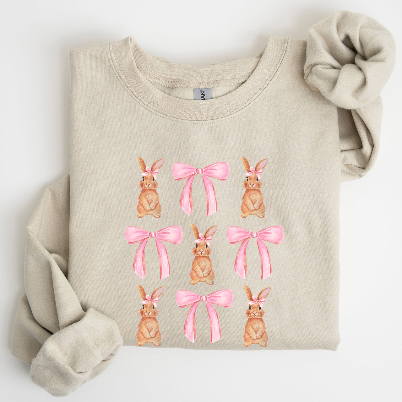 Whimsical Easter Bunnies With Pink Bows Coquette Soft Girl Era Sweatshirt