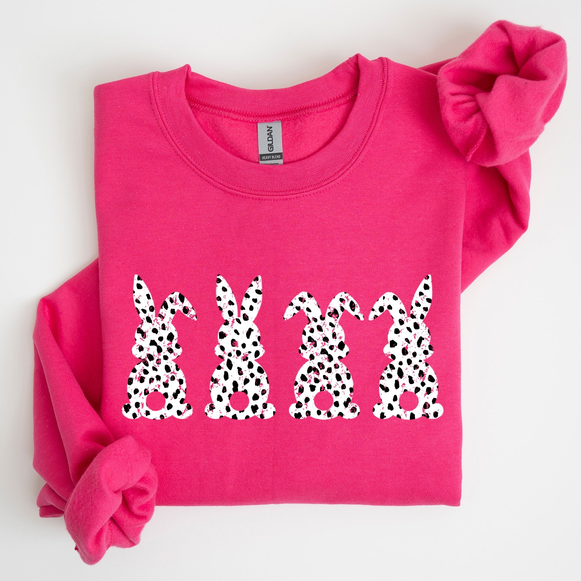 Easter Bunnies Polka Dot Dalmatian Print Festive Spring Fashion Pattern Cozy Sweatshirt