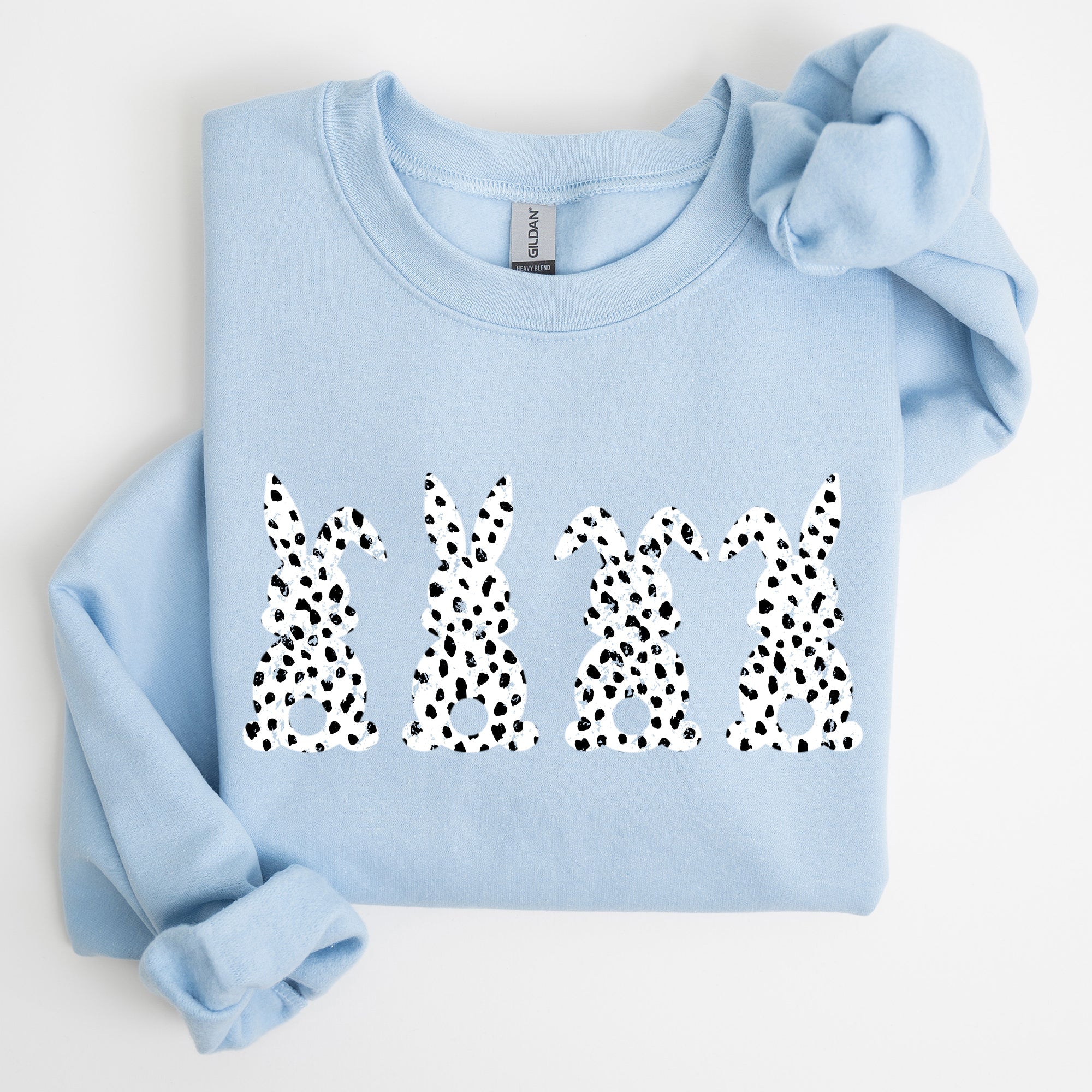 Easter Bunnies Polka Dot Dalmatian Print Festive Spring Fashion Pattern Cozy Sweatshirt