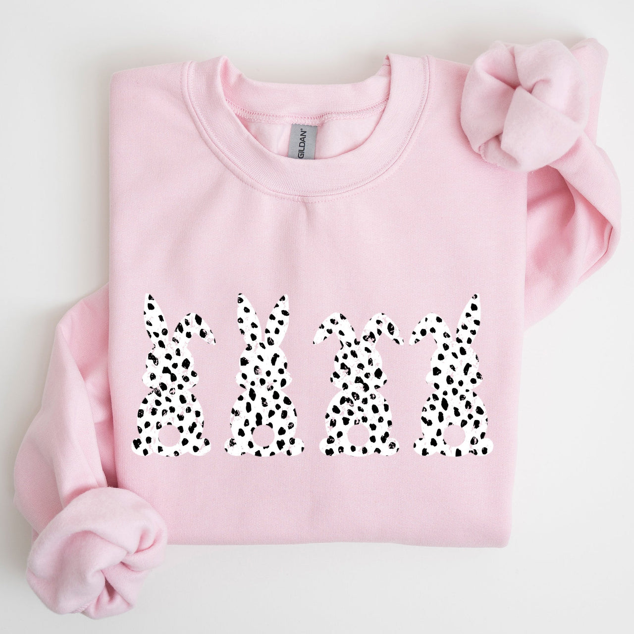 Easter Bunnies Polka Dot Dalmatian Print Festive Spring Fashion Pattern Cozy Sweatshirt