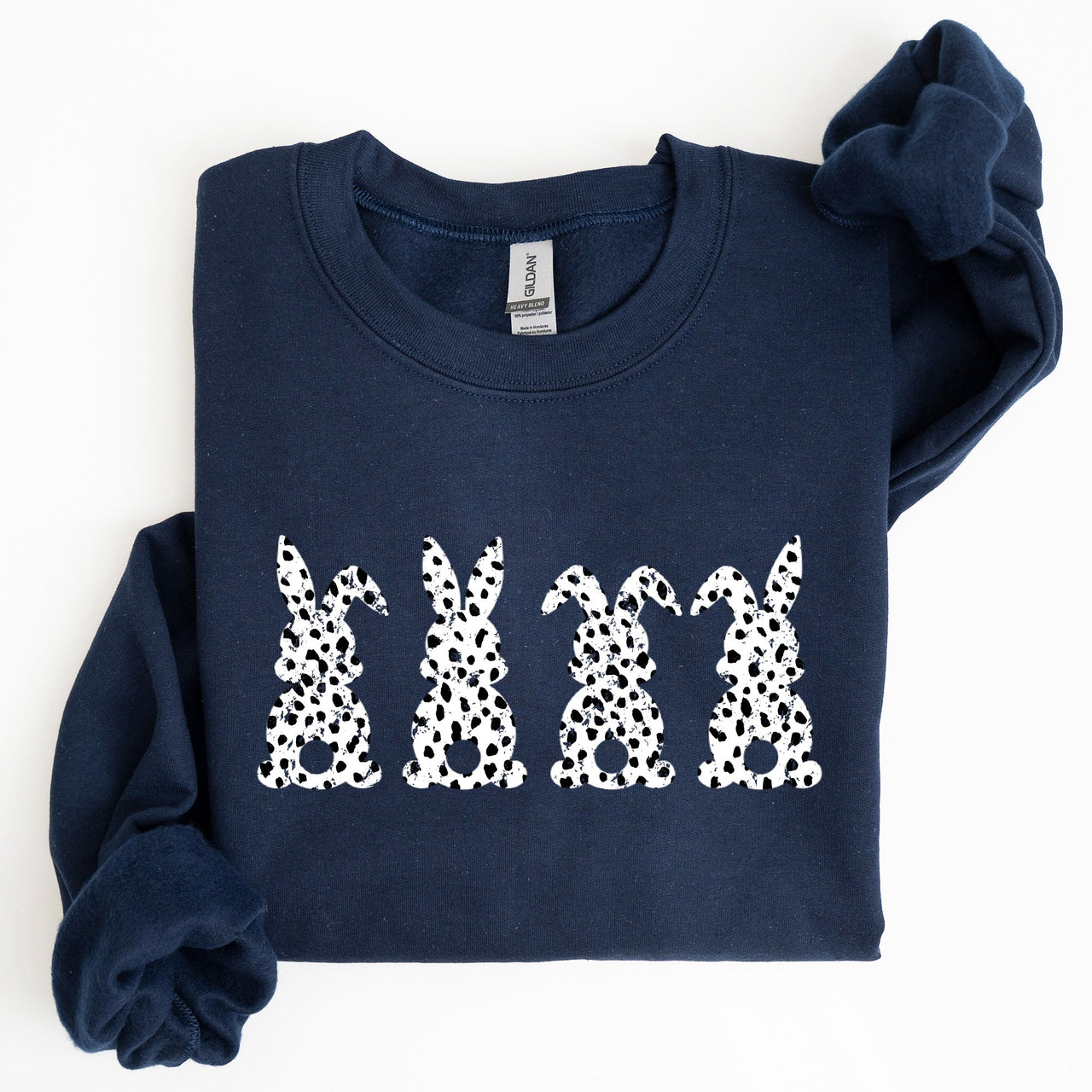 Easter Bunnies Polka Dot Dalmatian Print Festive Spring Fashion Pattern Cozy Sweatshirt