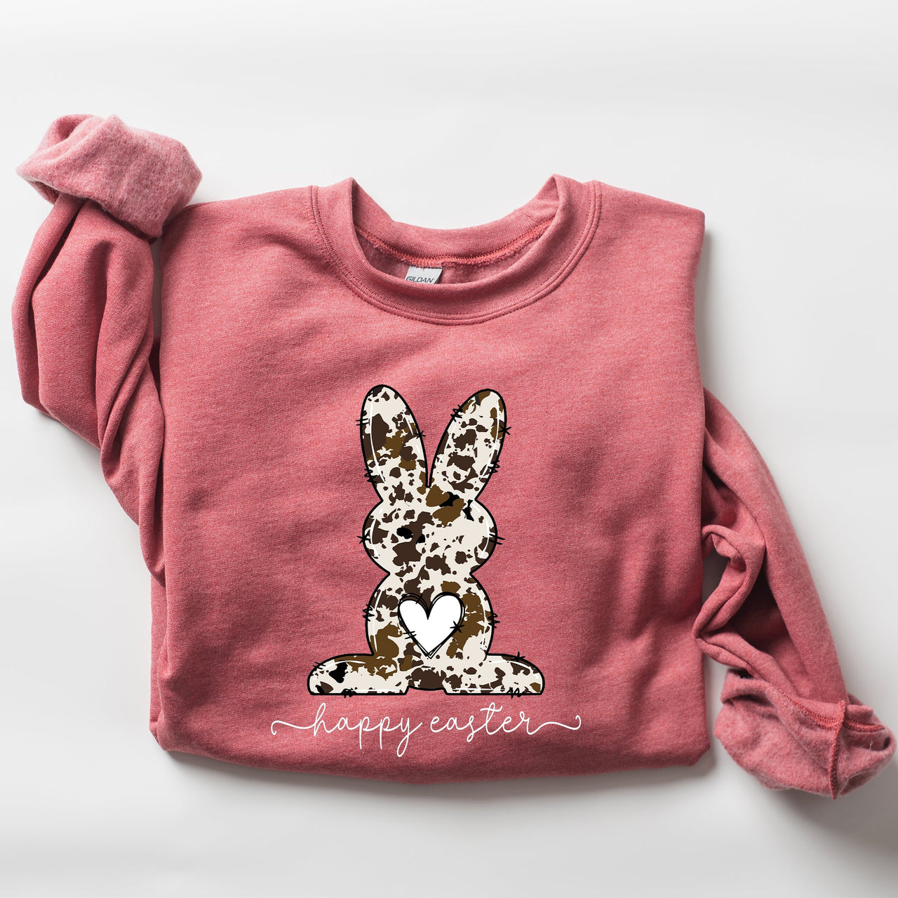Easter Bunny Happy Easter Rabbit Cow Print Festive Spring Holiday Graphic Sweatshirt