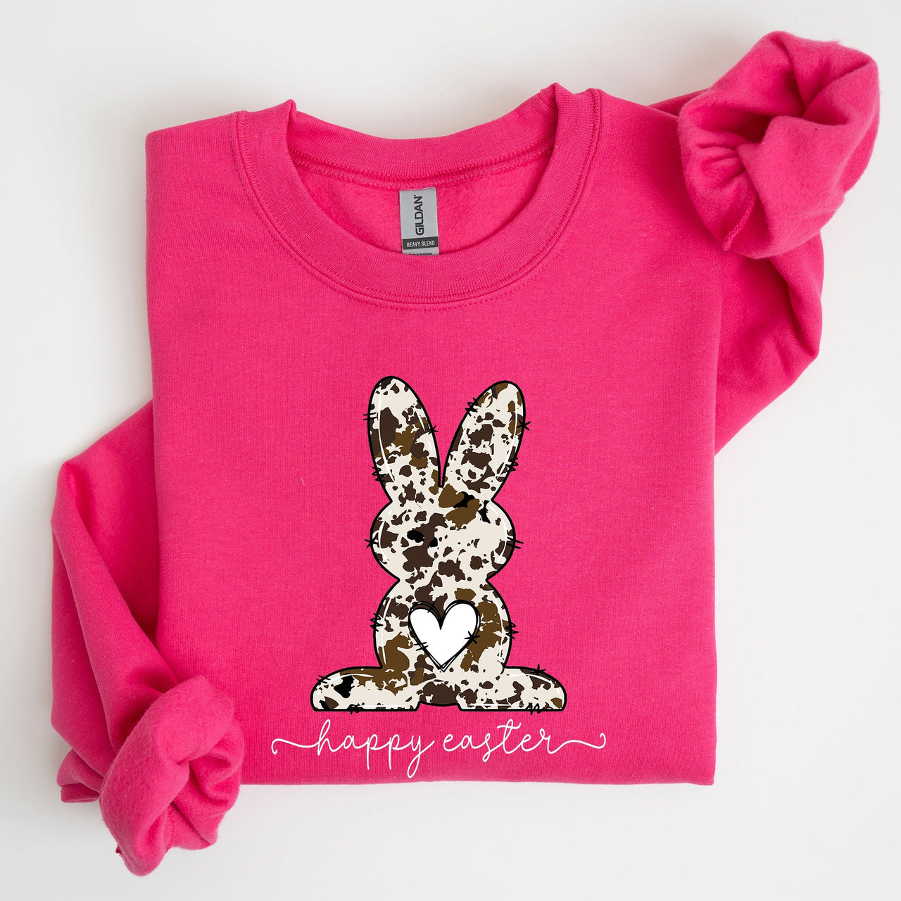 Easter Bunny Happy Easter Rabbit Cow Print Festive Spring Holiday Graphic Sweatshirt