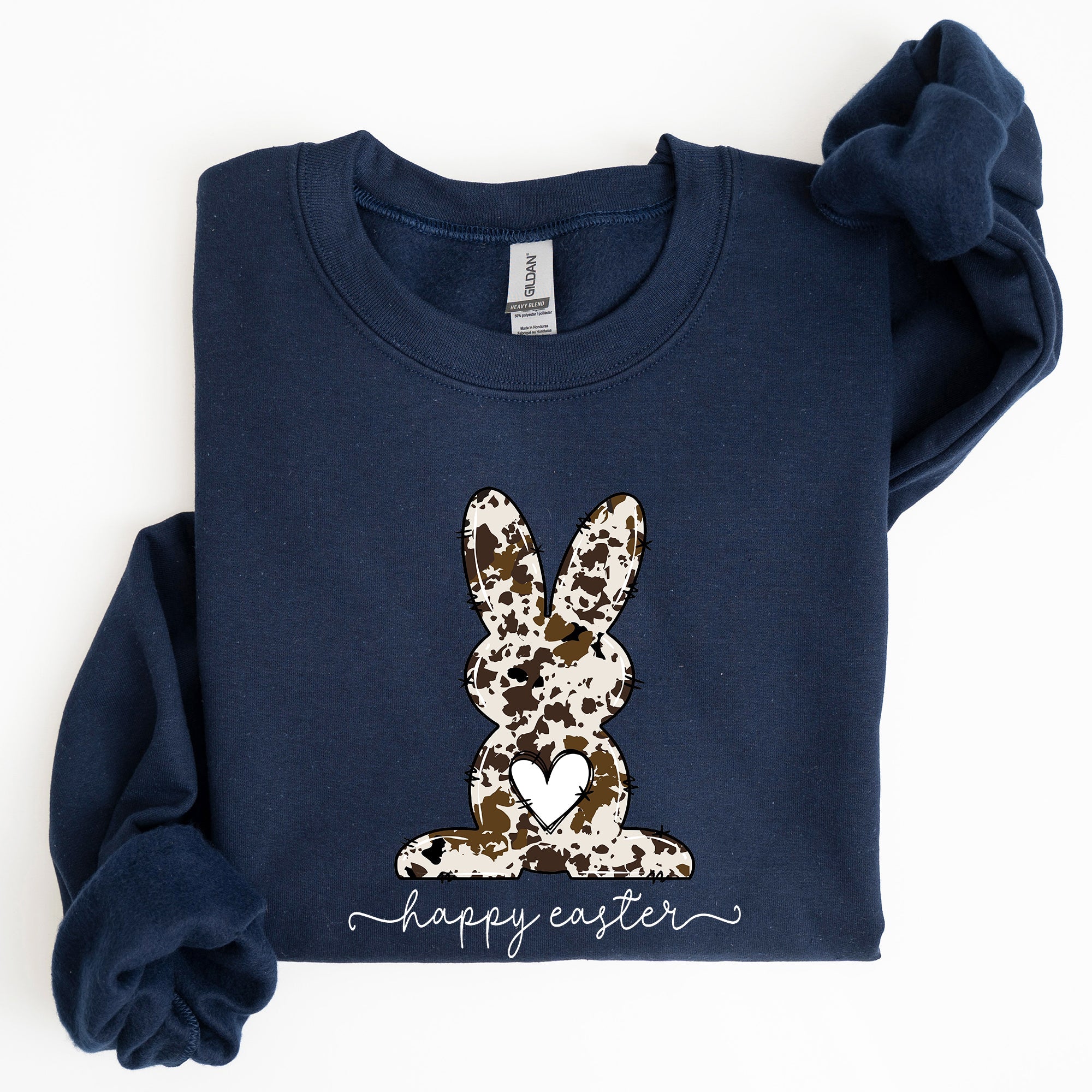 Easter Bunny Happy Easter Rabbit Cow Print Festive Spring Holiday Graphic Sweatshirt