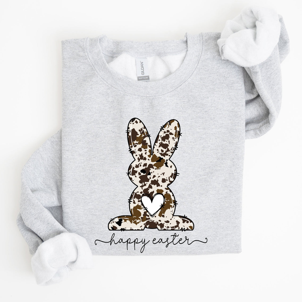 Easter Bunny Happy Easter Rabbit Cow Print Festive Spring Holiday Graphic Sweatshirt