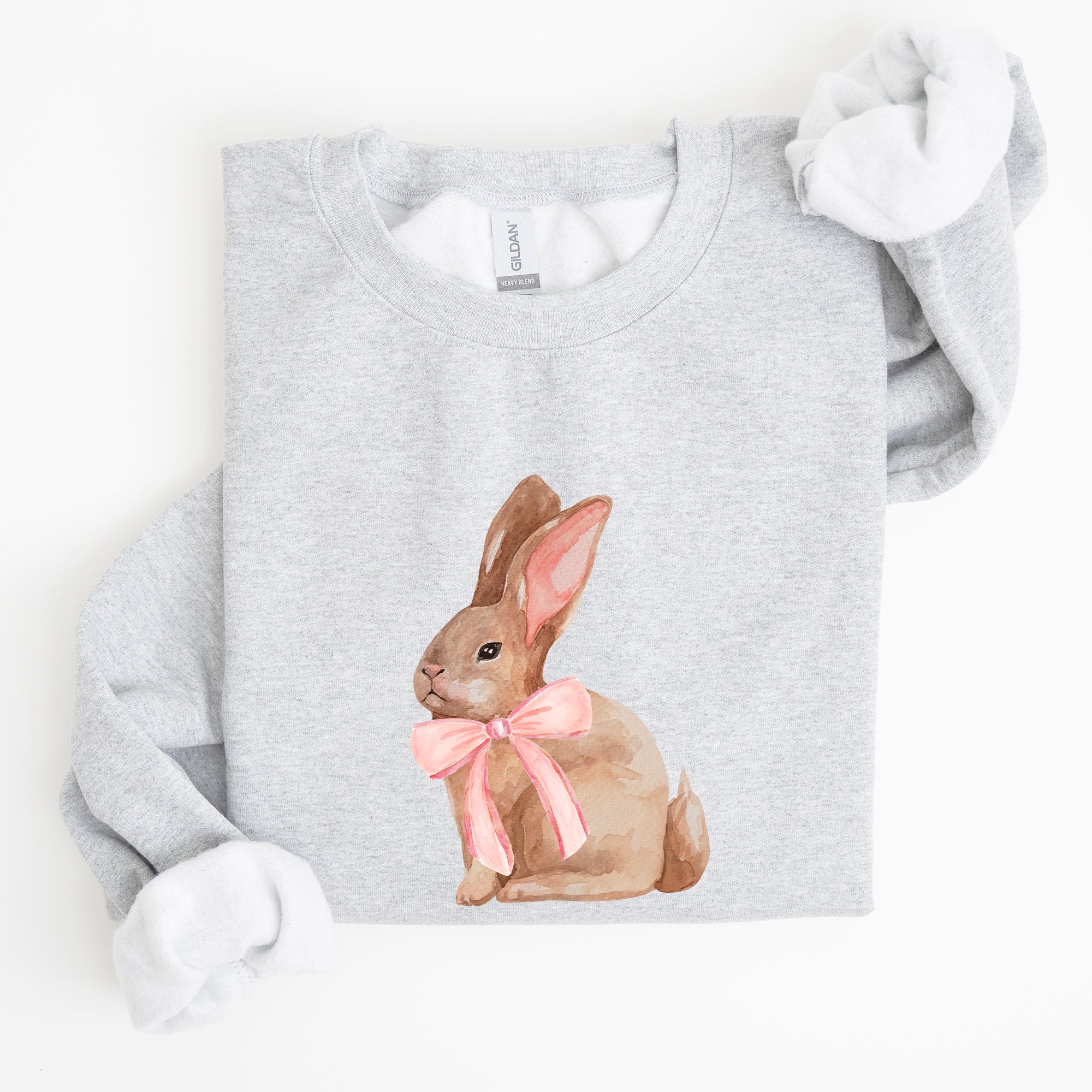 Easter Bunny Pink Bow Coquette Soft Girl Era Springtime Theme Cozy Cotton Sweatshirt
