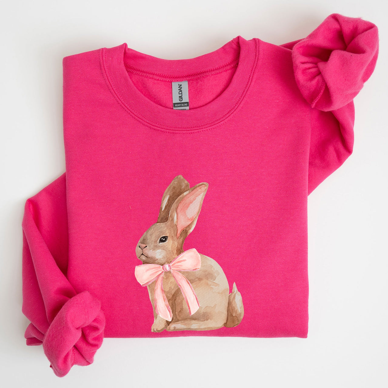 Easter Bunny Pink Bow Coquette Soft Girl Era Springtime Theme Cozy Cotton Sweatshirt