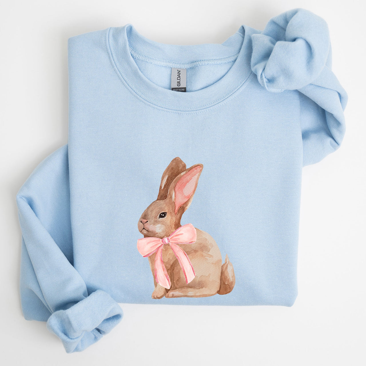 Easter Bunny Pink Bow Coquette Soft Girl Era Springtime Theme Cozy Cotton Sweatshirt