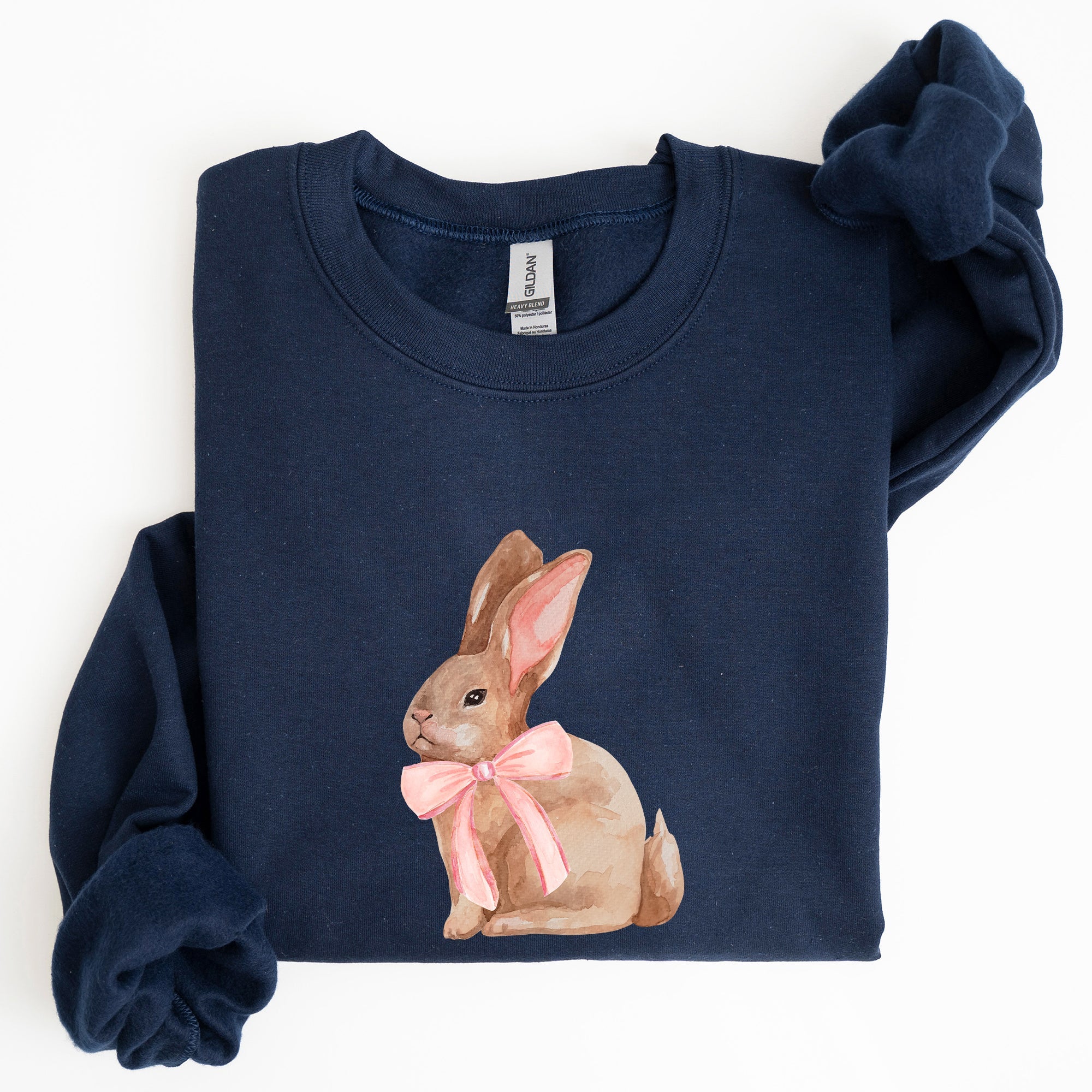 Easter Bunny Pink Bow Coquette Soft Girl Era Springtime Theme Cozy Cotton Sweatshirt