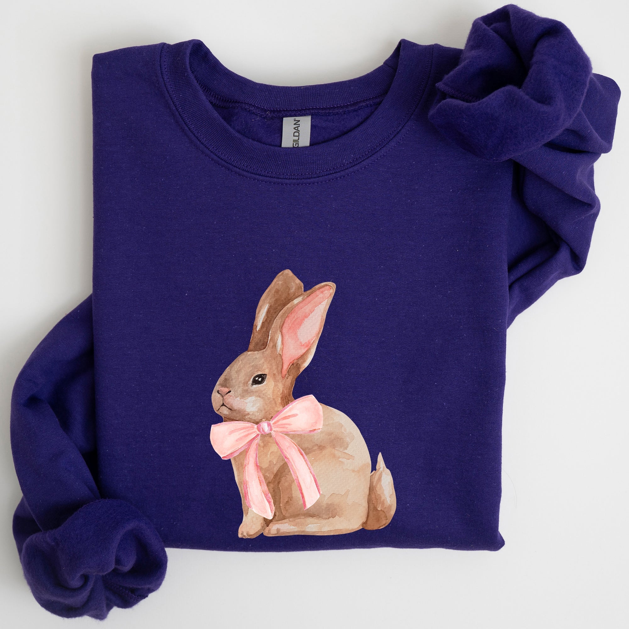 Easter Bunny Pink Bow Coquette Soft Girl Era Springtime Theme Cozy Cotton Sweatshirt
